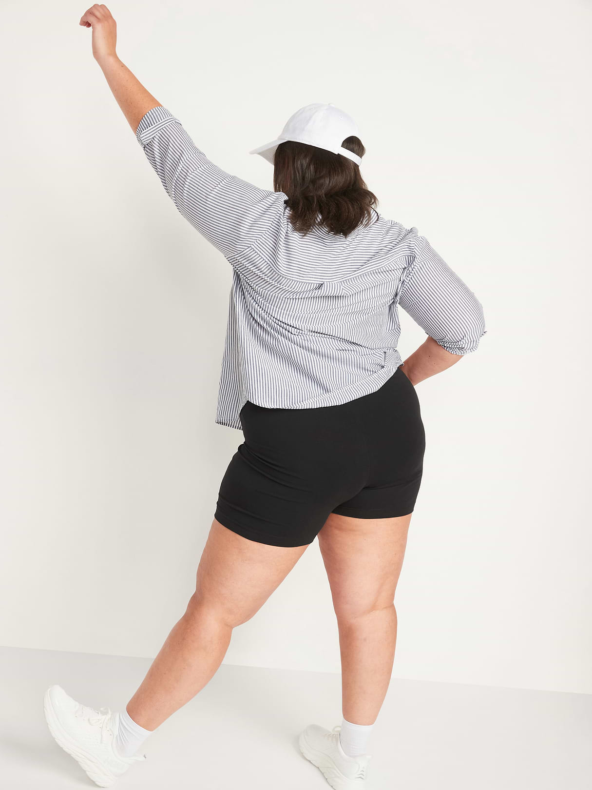 High-Waisted Cotton Biker Shorts -- 6-inch inseam - Black Jack