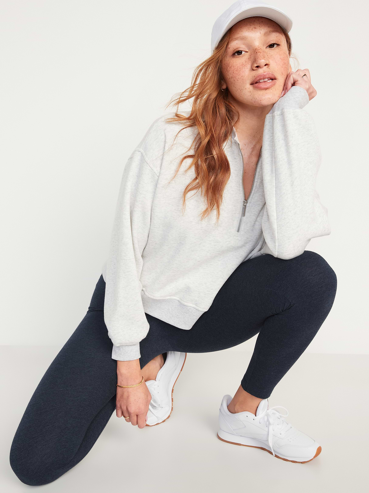 High-Waisted Jersey Fashion Layering Leggings - Navy