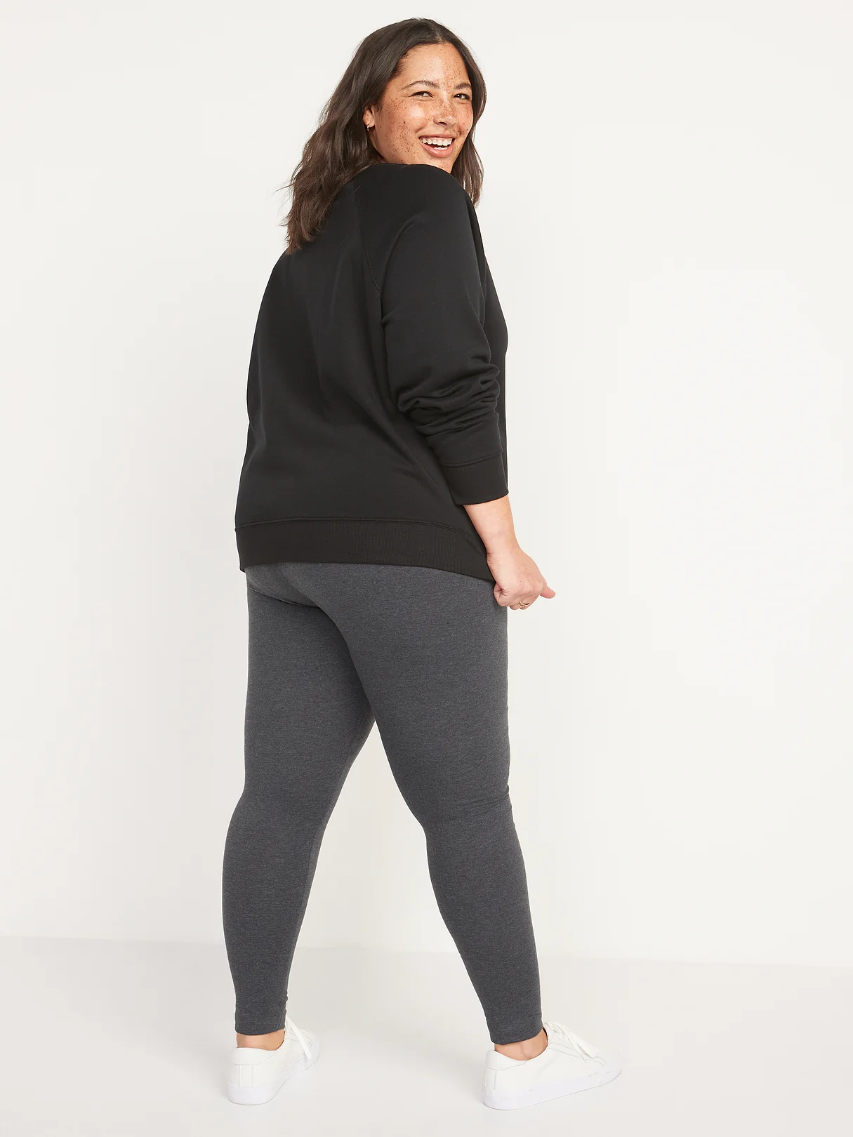 High-Waisted Jersey Fashion Layering Leggings - Dark Heather Gray