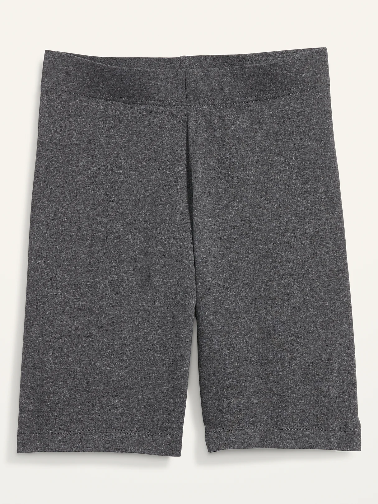 High-Waisted Cotton Biker Shorts -- 8-inch inseam - Heather Gray