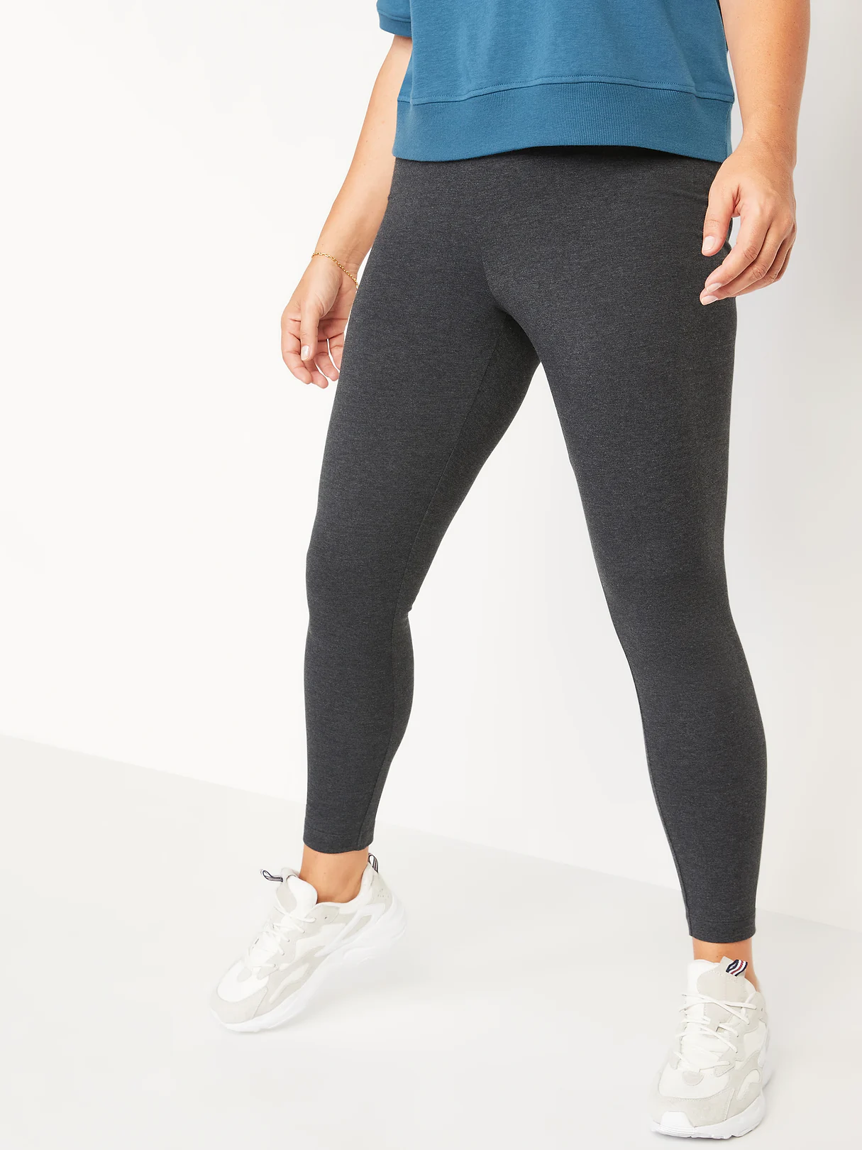 High-Waisted Jersey Fashion Layering Leggings - Dark Heather Gray