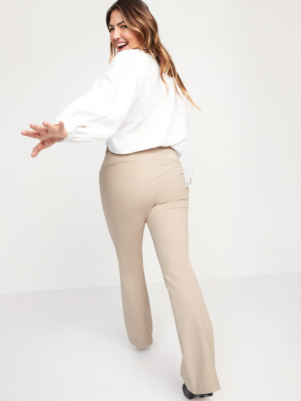 High-Waisted Pixie Flare Pants - Mocha Taffy