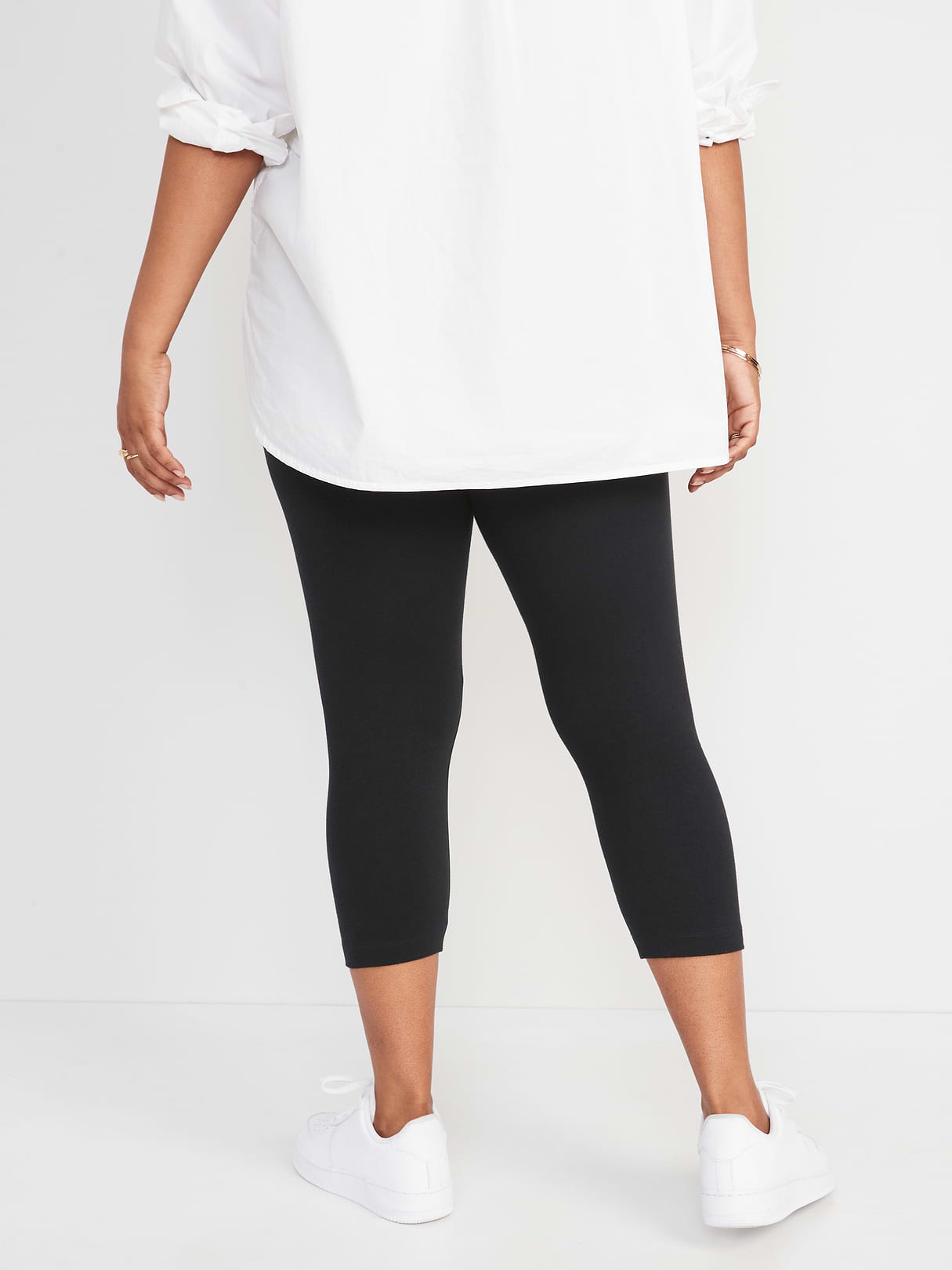 High-Waisted Fashion Layering Cropped Legging - Black Jack