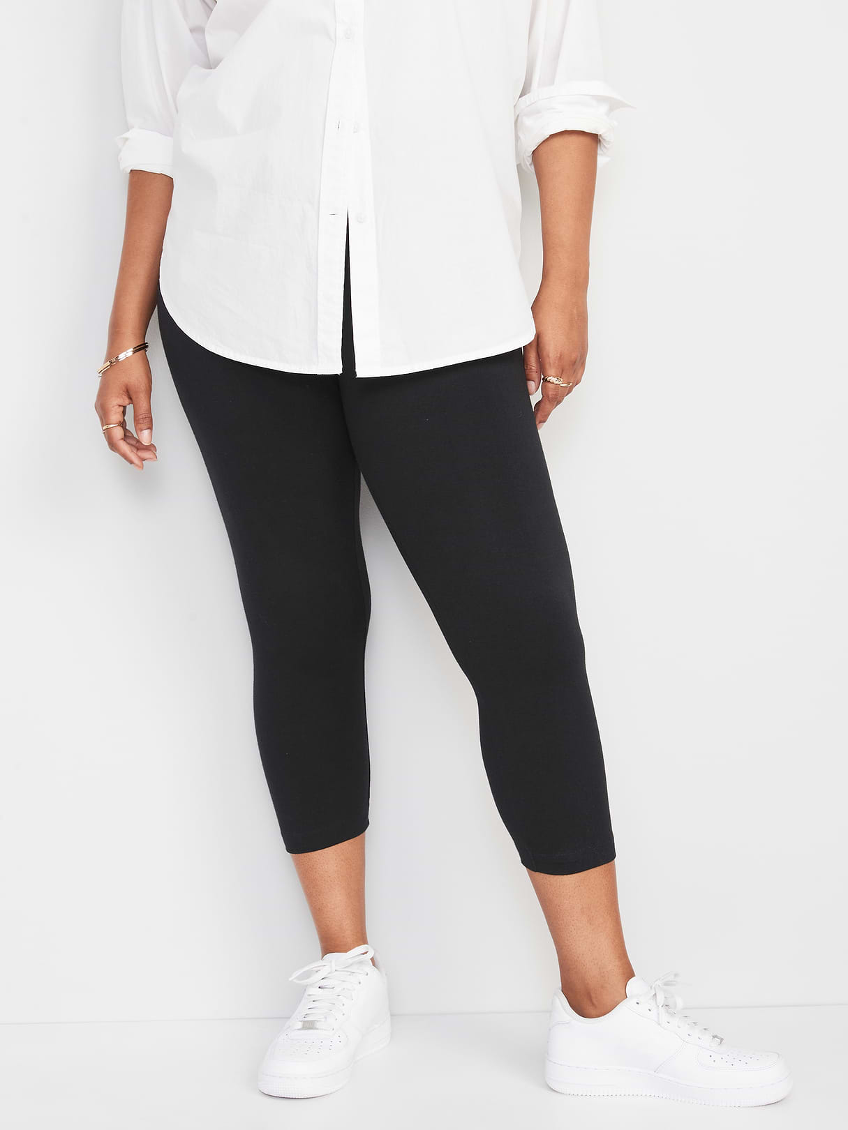 High-Waisted Fashion Layering Cropped Legging - Black Jack