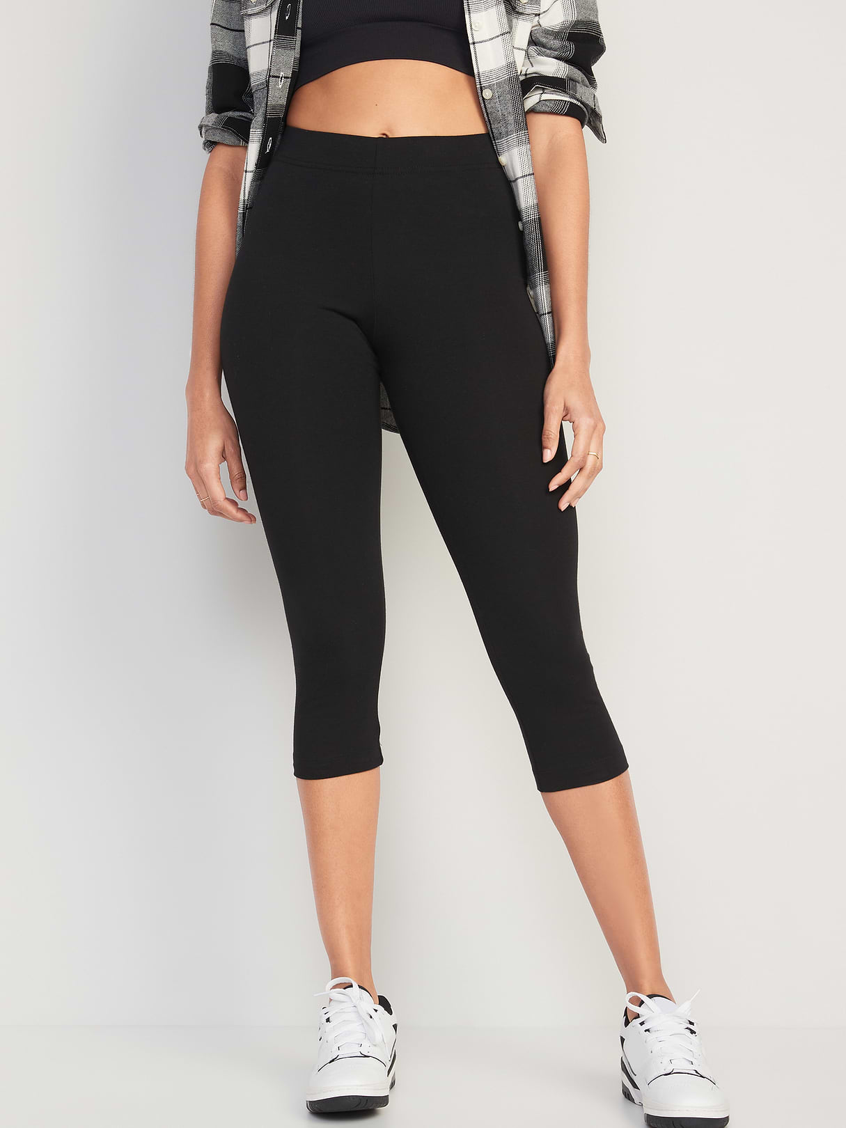 High-Waisted Fashion Layering Cropped Leggings 3-Pack - Black Jack