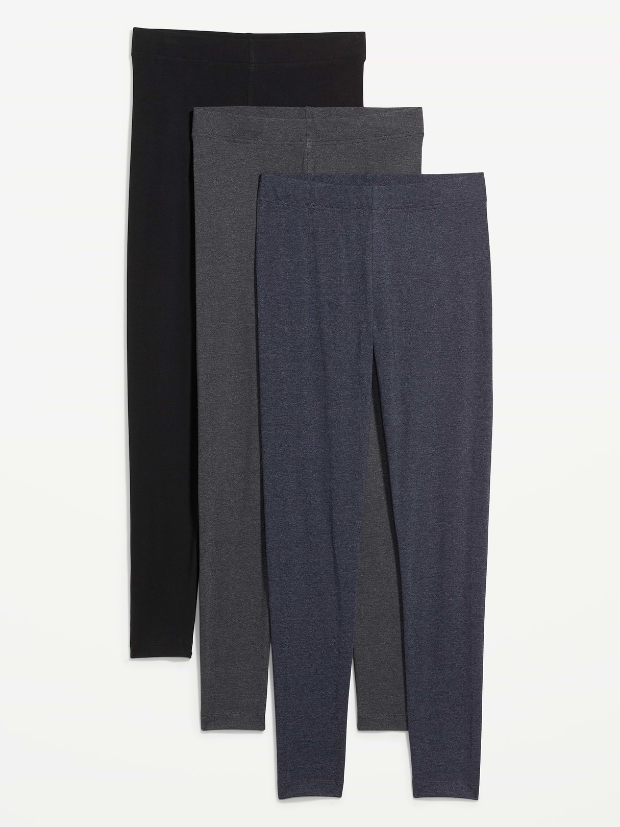 High-Waisted Fashion Layering Leggings 3-Pack - Navy Blue Combo