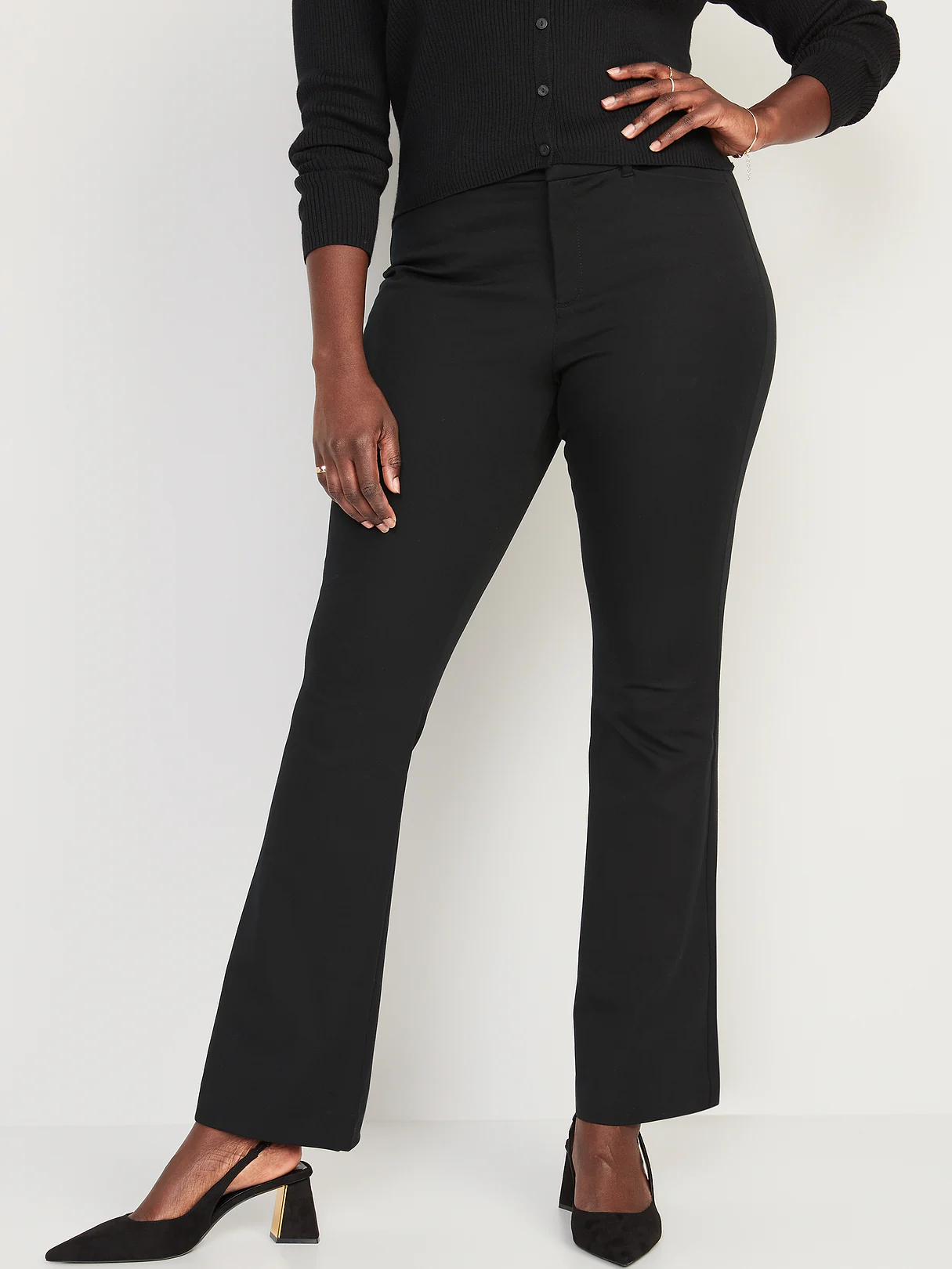 High-Waisted Pixie Flare Pants - Black