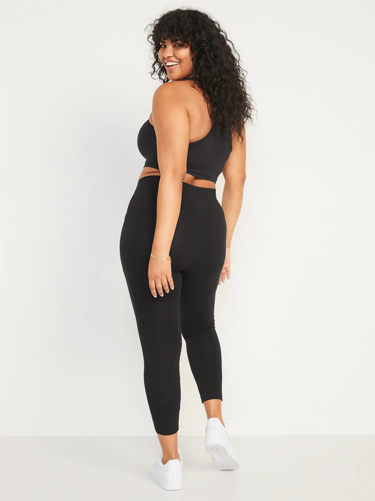 High-Waisted Fashion Layering 7/8 Legging - Black Jack