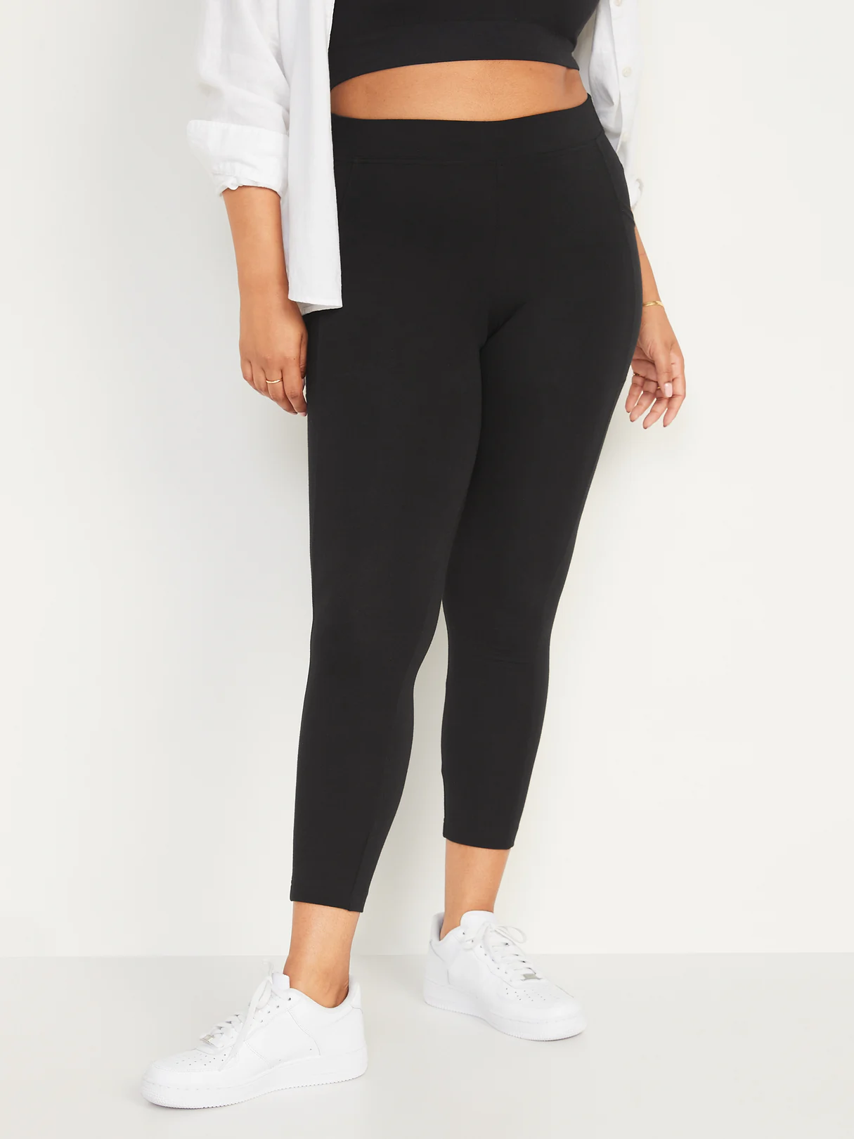 High-Waisted Fashion Layering 7/8 Legging - Black Jack