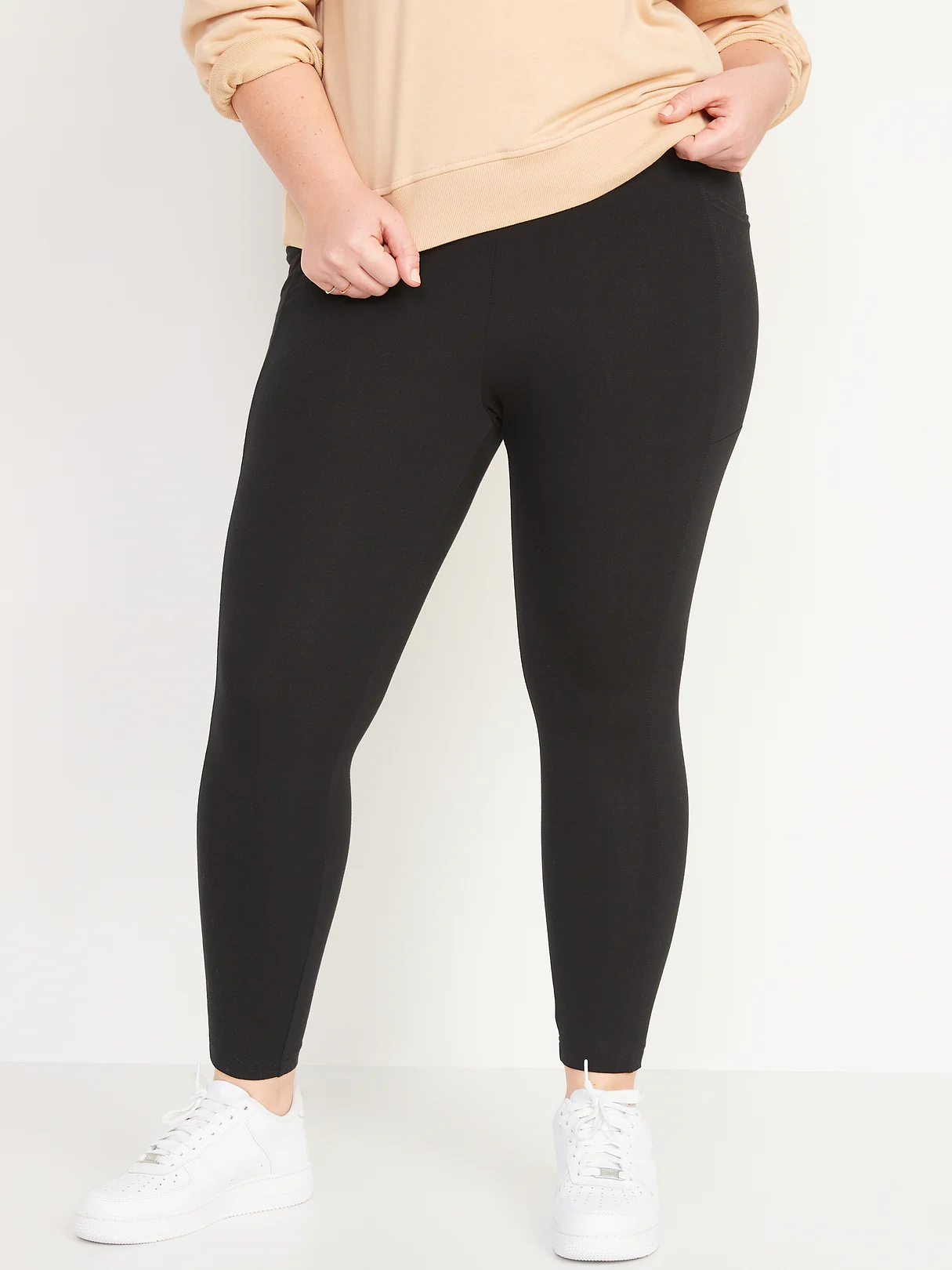 High-Waisted Fashion Layering 7/8 Legging - Black Jack