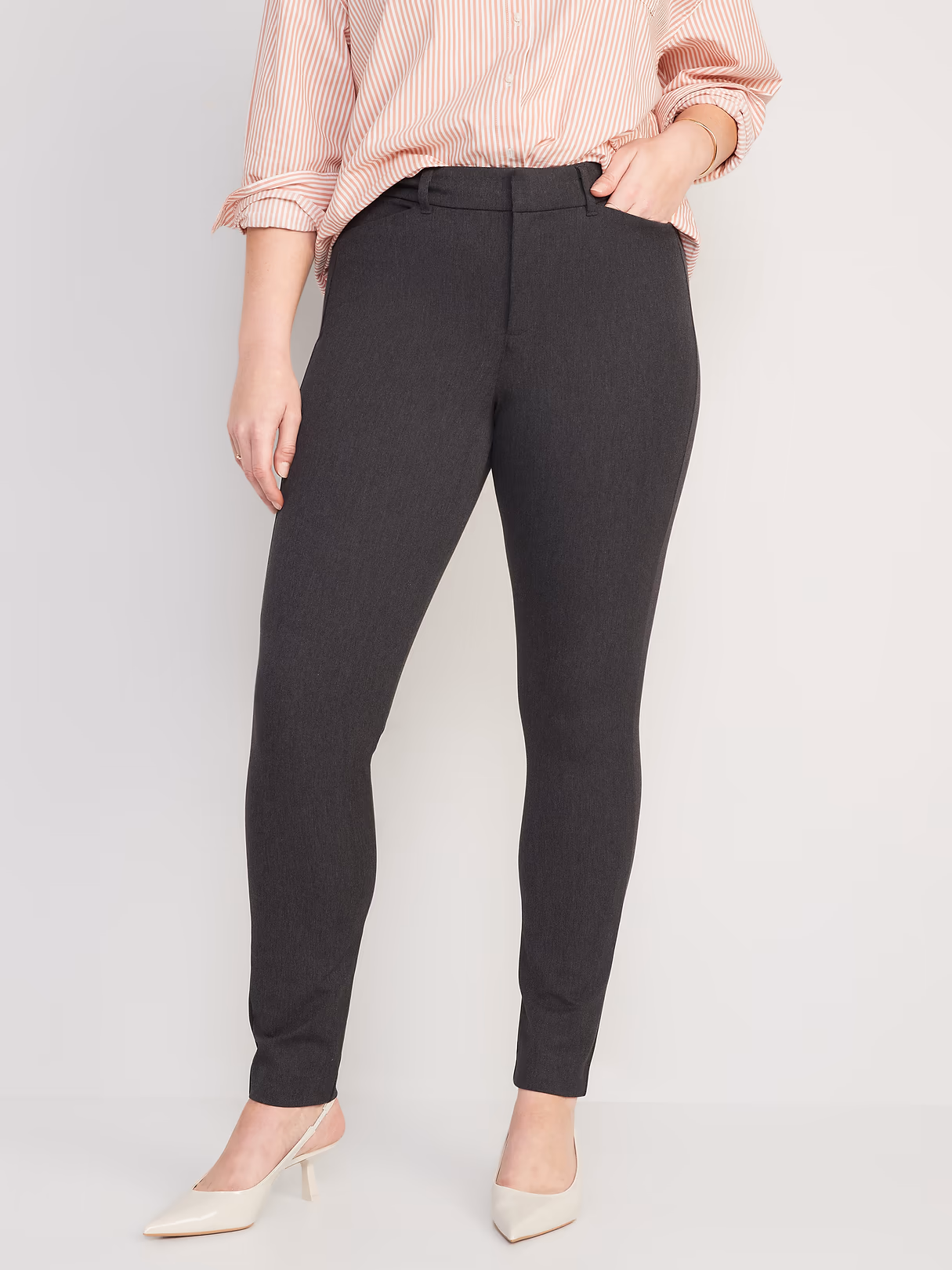 High-Waisted Pixie Skinny Pants - Dark Heathered Gray