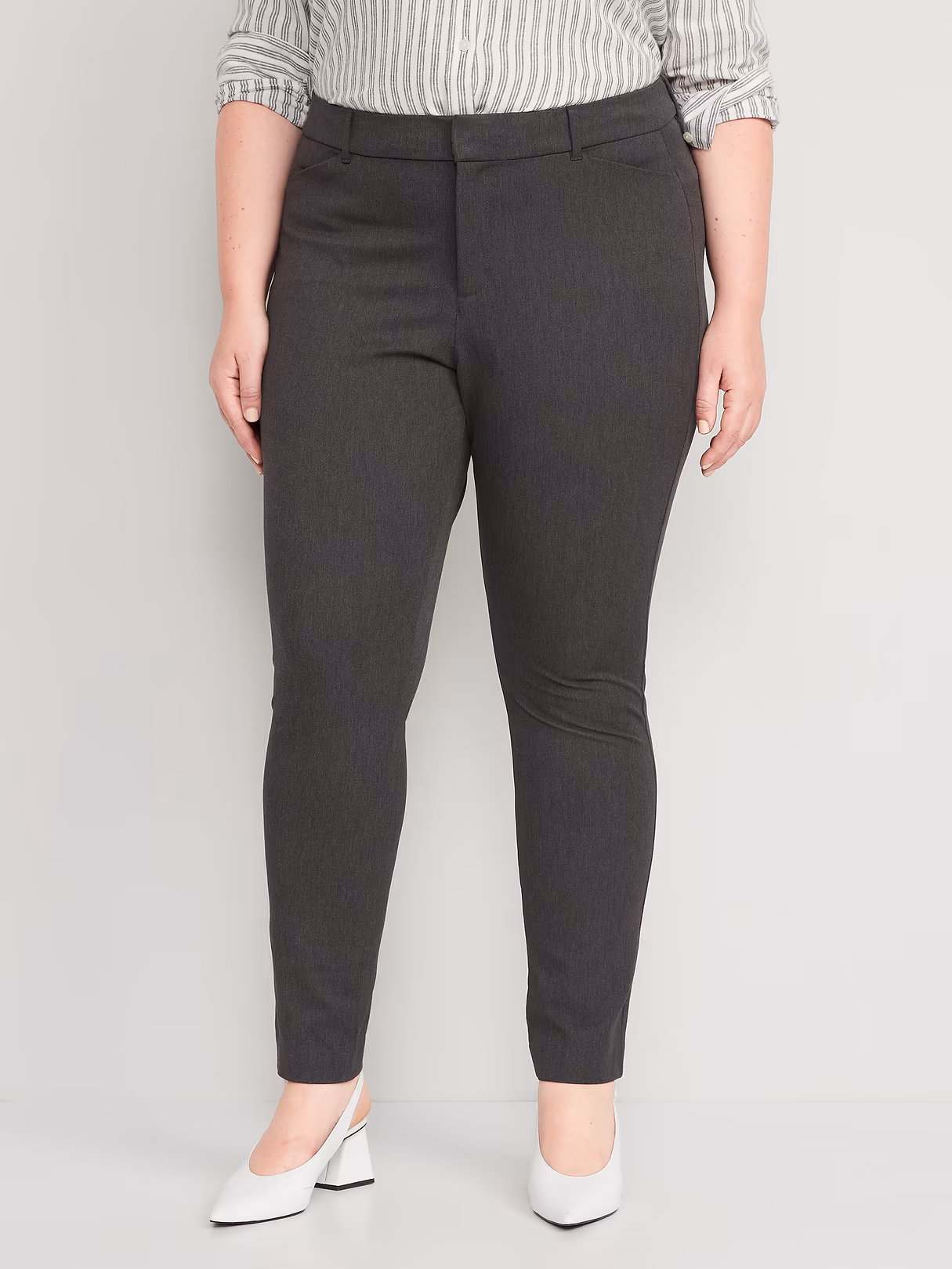 High-Waisted Pixie Skinny Pants - Dark Heathered Gray