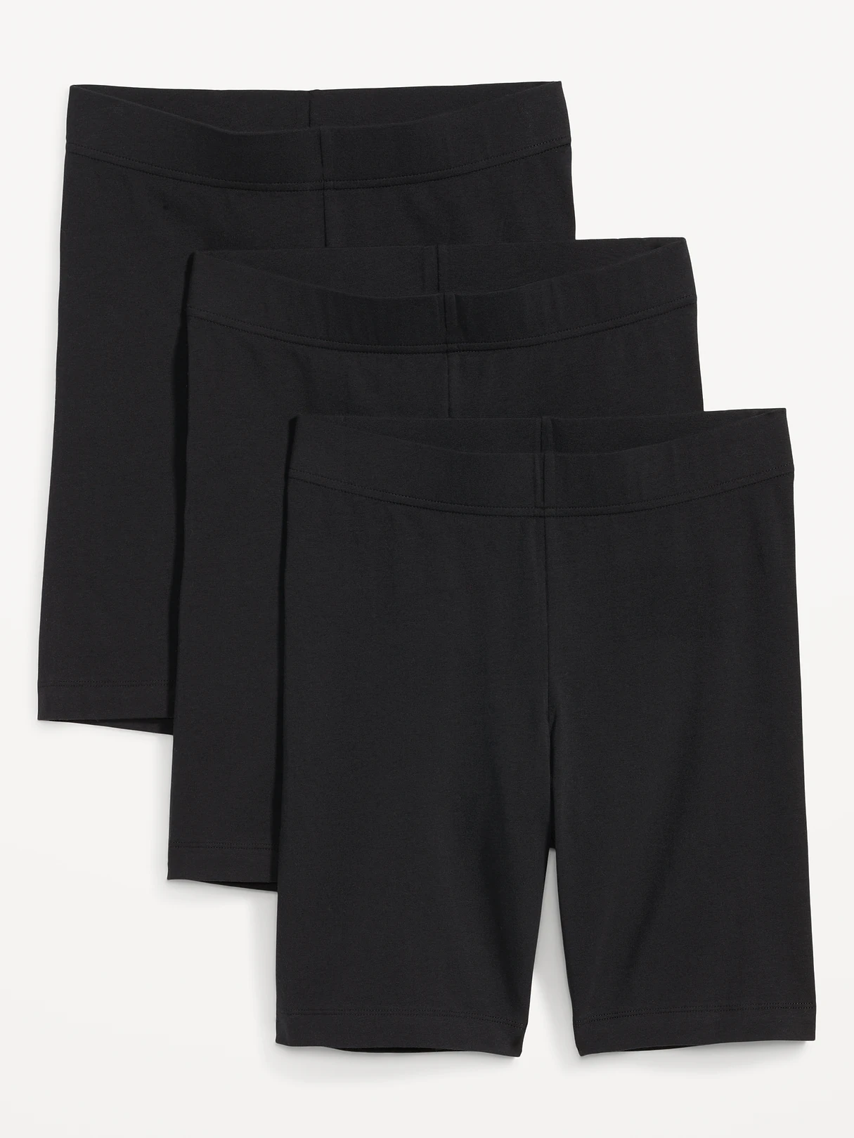 High-Waisted Cotton Biker Shorts 3-Pack -- 8-inch inseam - Black Jack