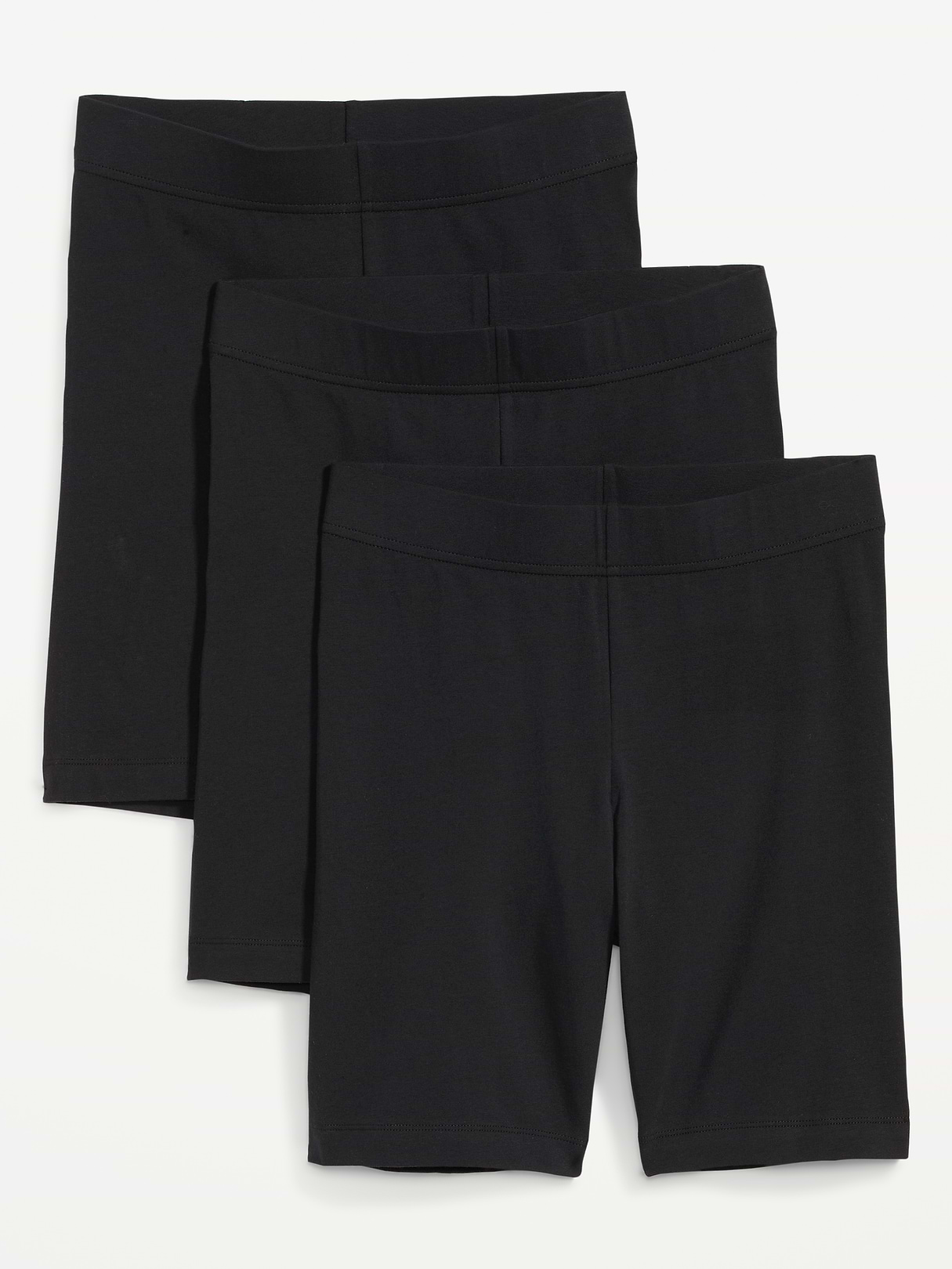High-Waisted Cotton Biker Shorts 3-Pack -- 8-inch inseam - Black Jack