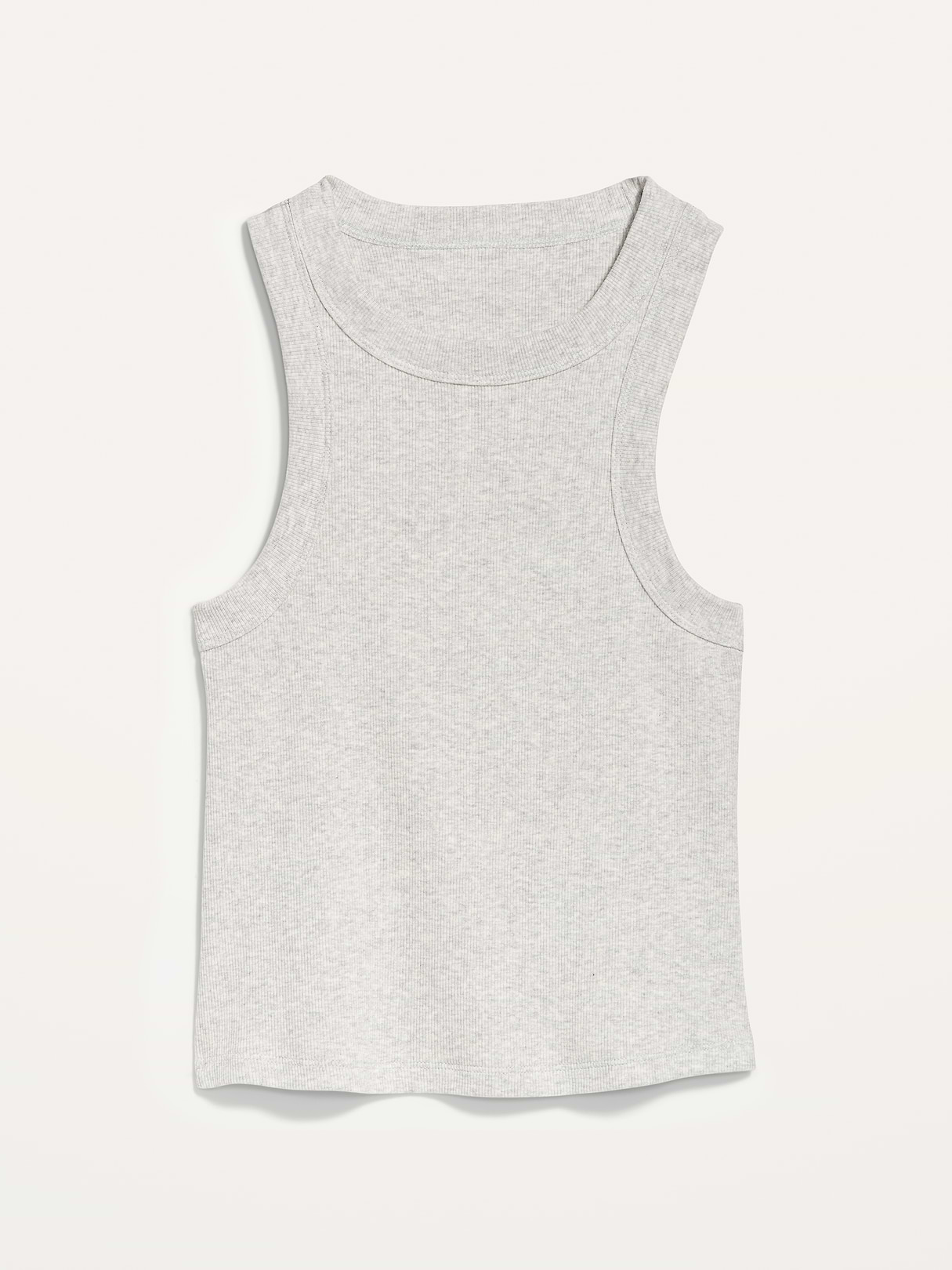 Crop Ribbed Tank Top - Light Gray Heather