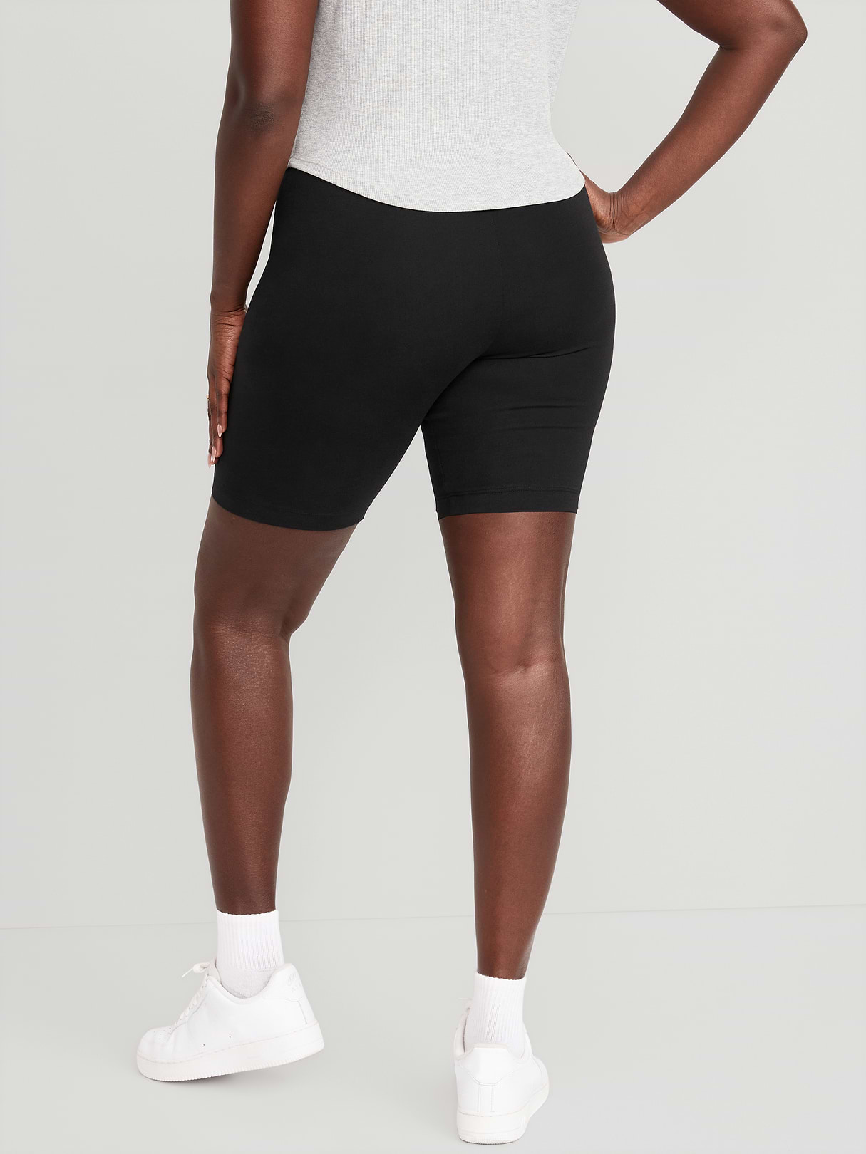 High-Waisted Cotton Biker Shorts 3-Pack -- 8-inch inseam - Black Jack