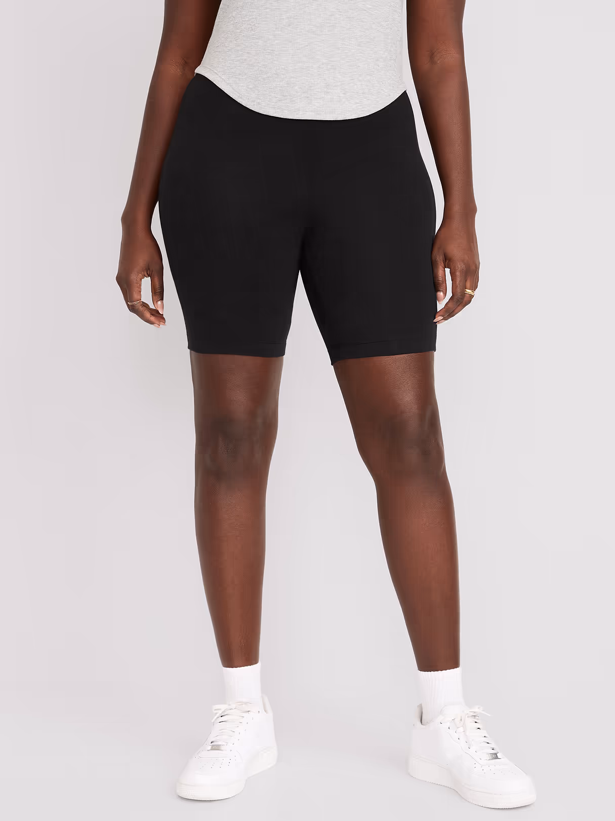 High-Waisted Cotton Biker Shorts 3-Pack -- 8-inch inseam - Black Jack