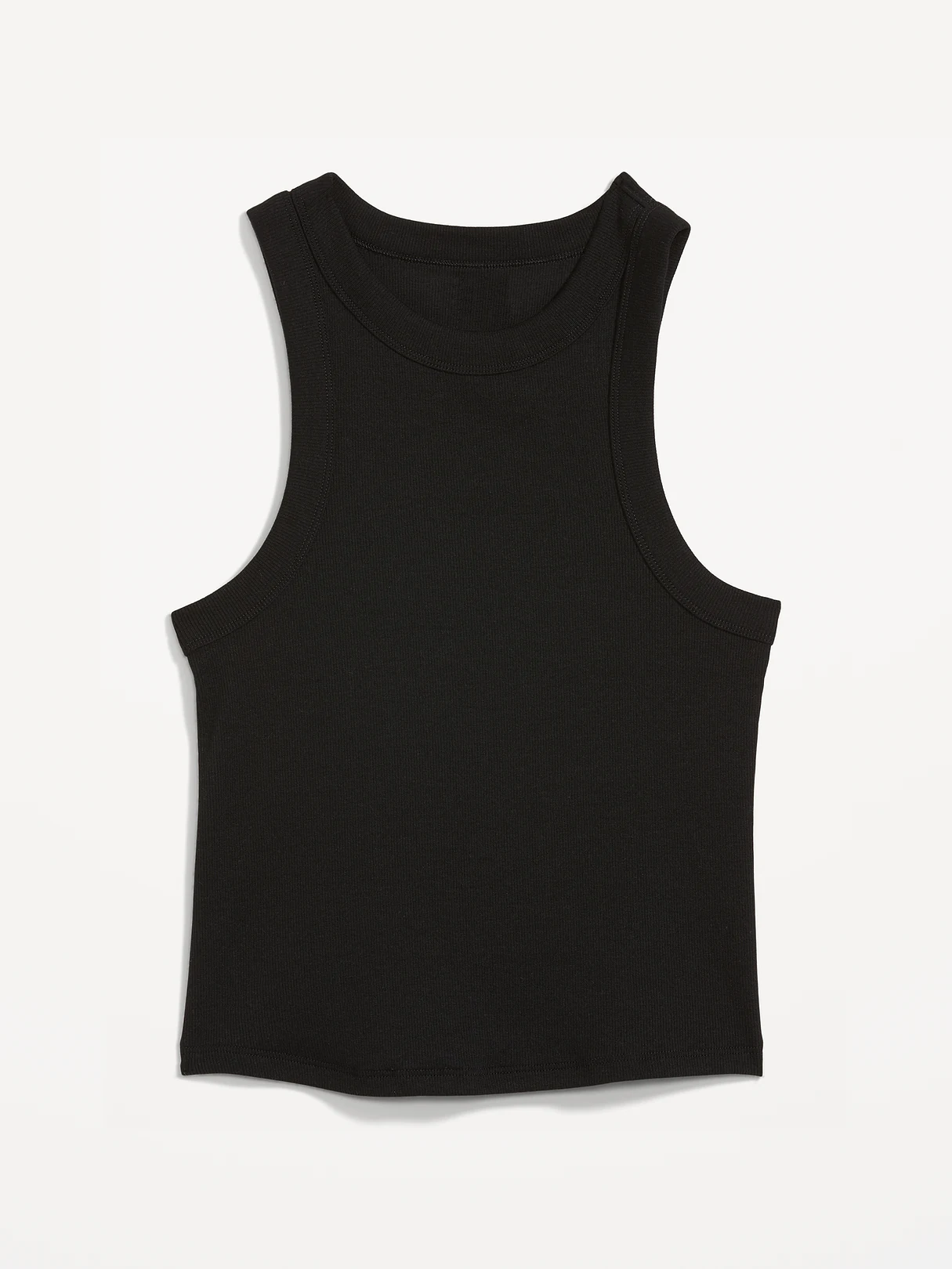 Crop Ribbed Tank Top - Black Jack