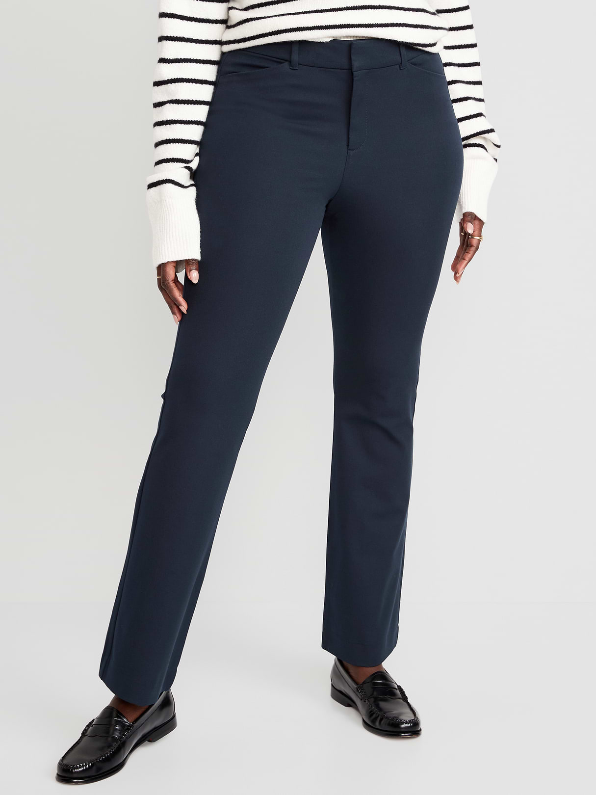 High-Waisted Pixie Flare Pants - Navy