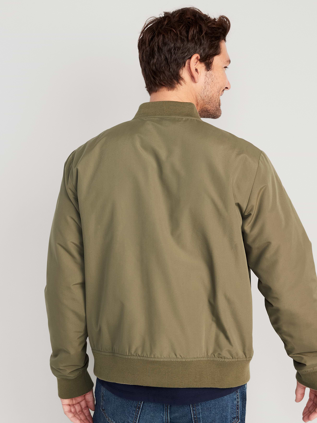 Water-Resistant Zip Bomber Jacket - Stone Wall