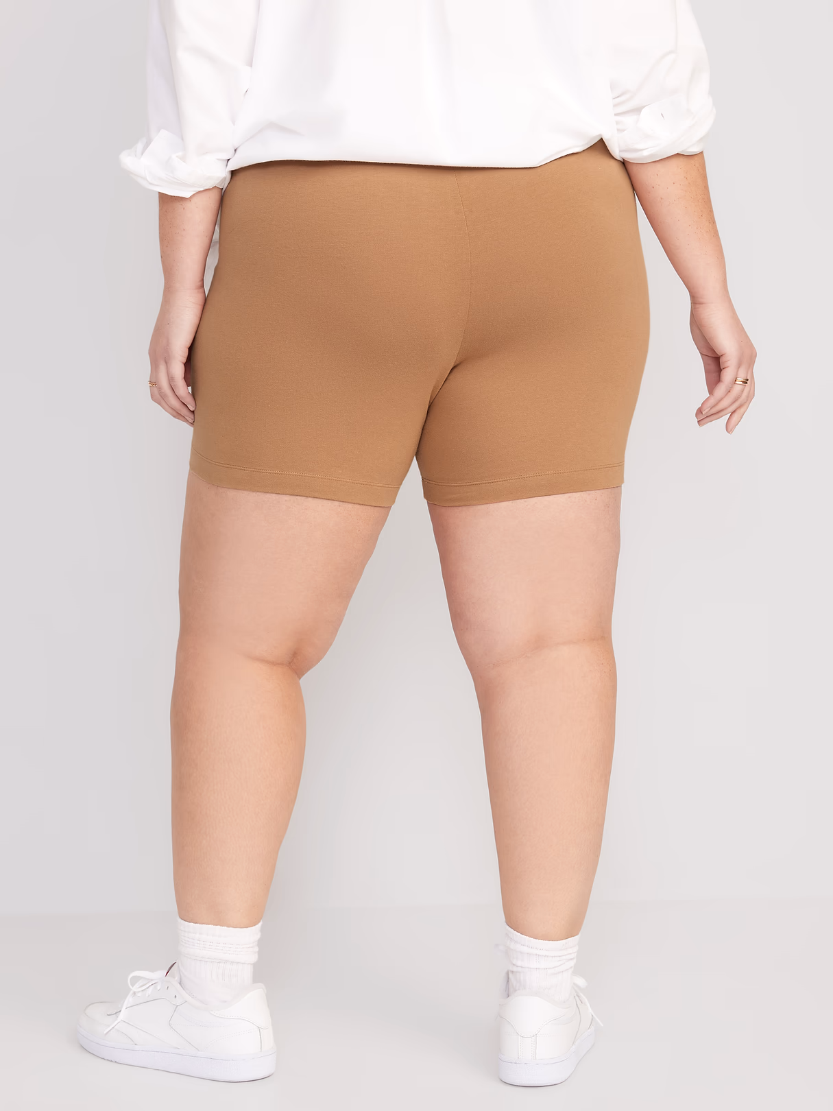 High-Waisted Cotton Biker Shorts -- 6-inch inseam - Cocoa Mocha