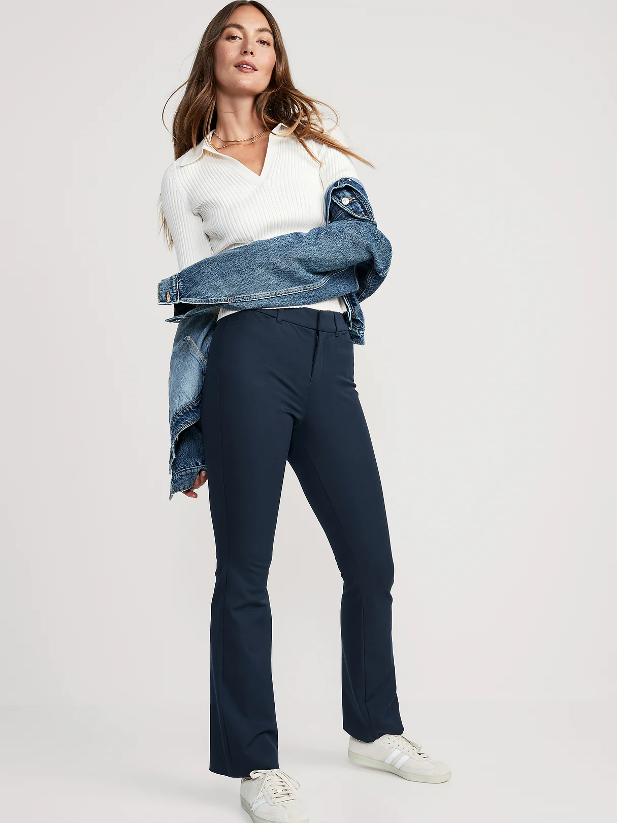High-Waisted Pixie Flare Pants - Navy