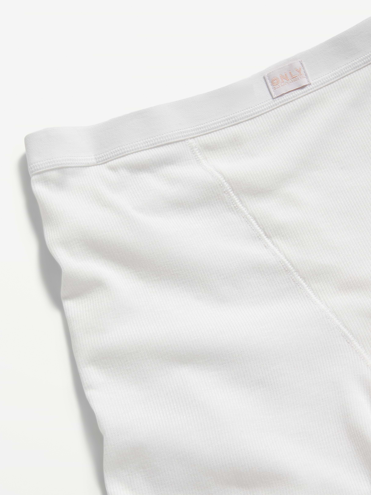High-Waisted Ribbed Boyshort Briefs -- 3-inch inseam - White Lilies