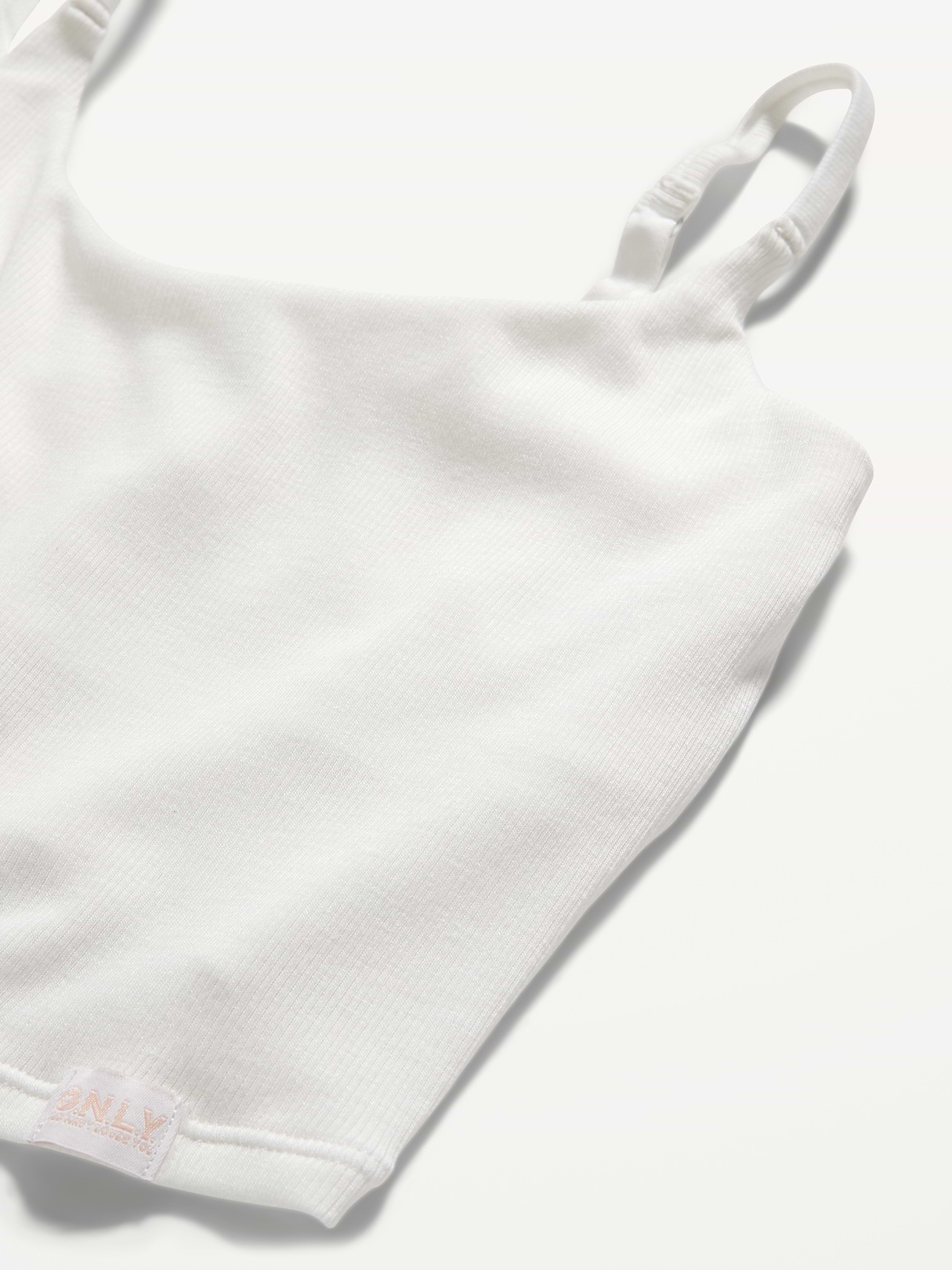 Seamless Ribbed Longline Bra - White Lilies