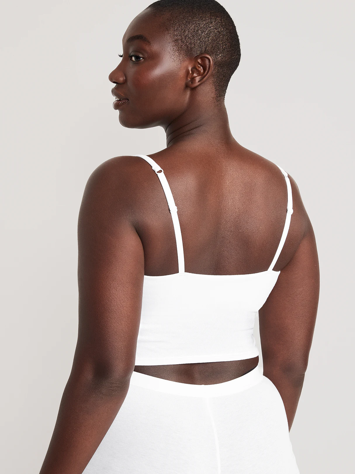 Seamless Ribbed Longline Bra - White Lilies