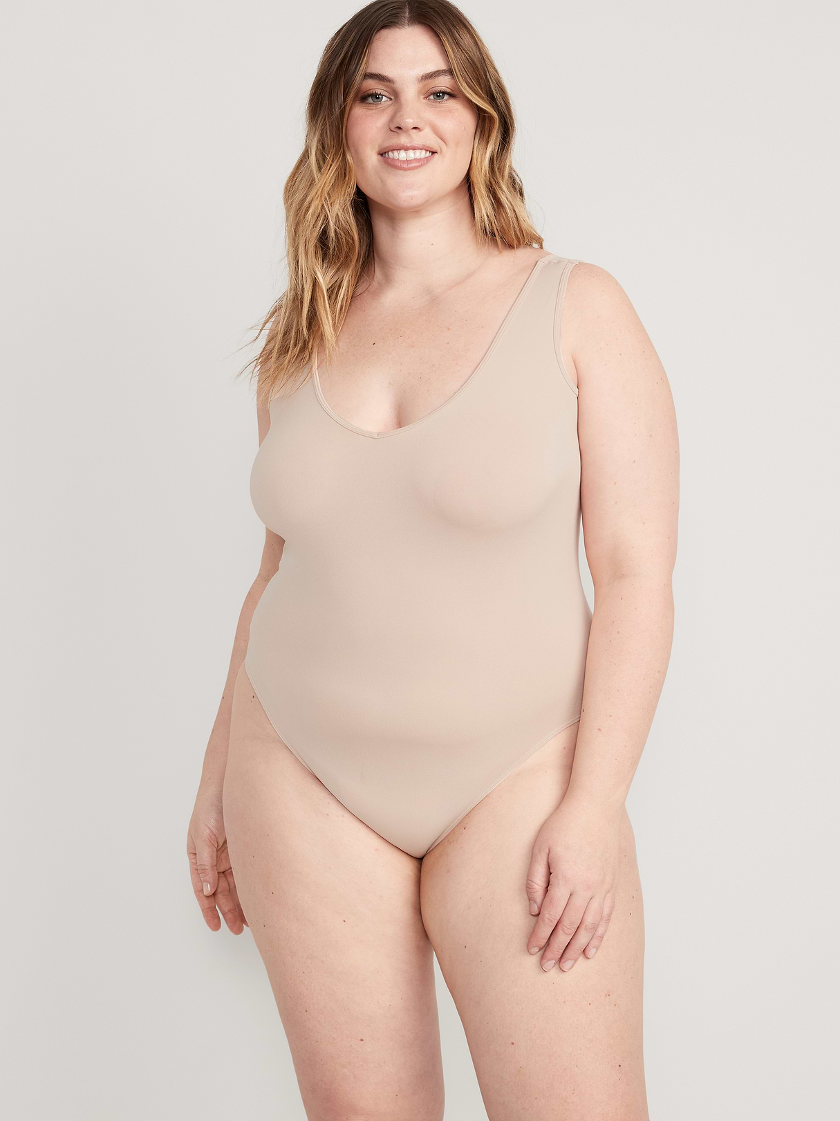 Seamless Base-Layer Tank Top Bodysuit - Frappe