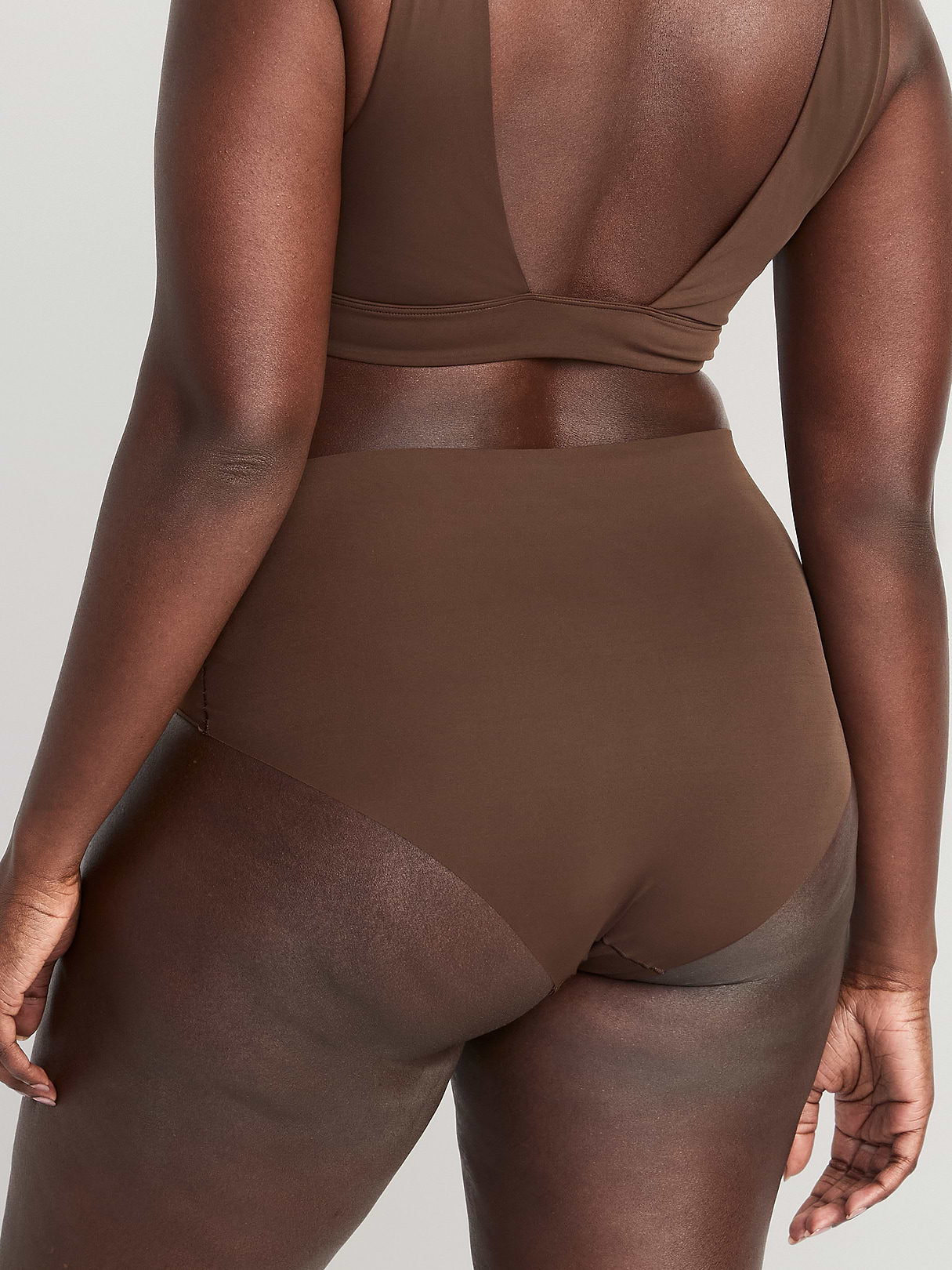 High-Waisted No-Show Brief Underwear - French Roast