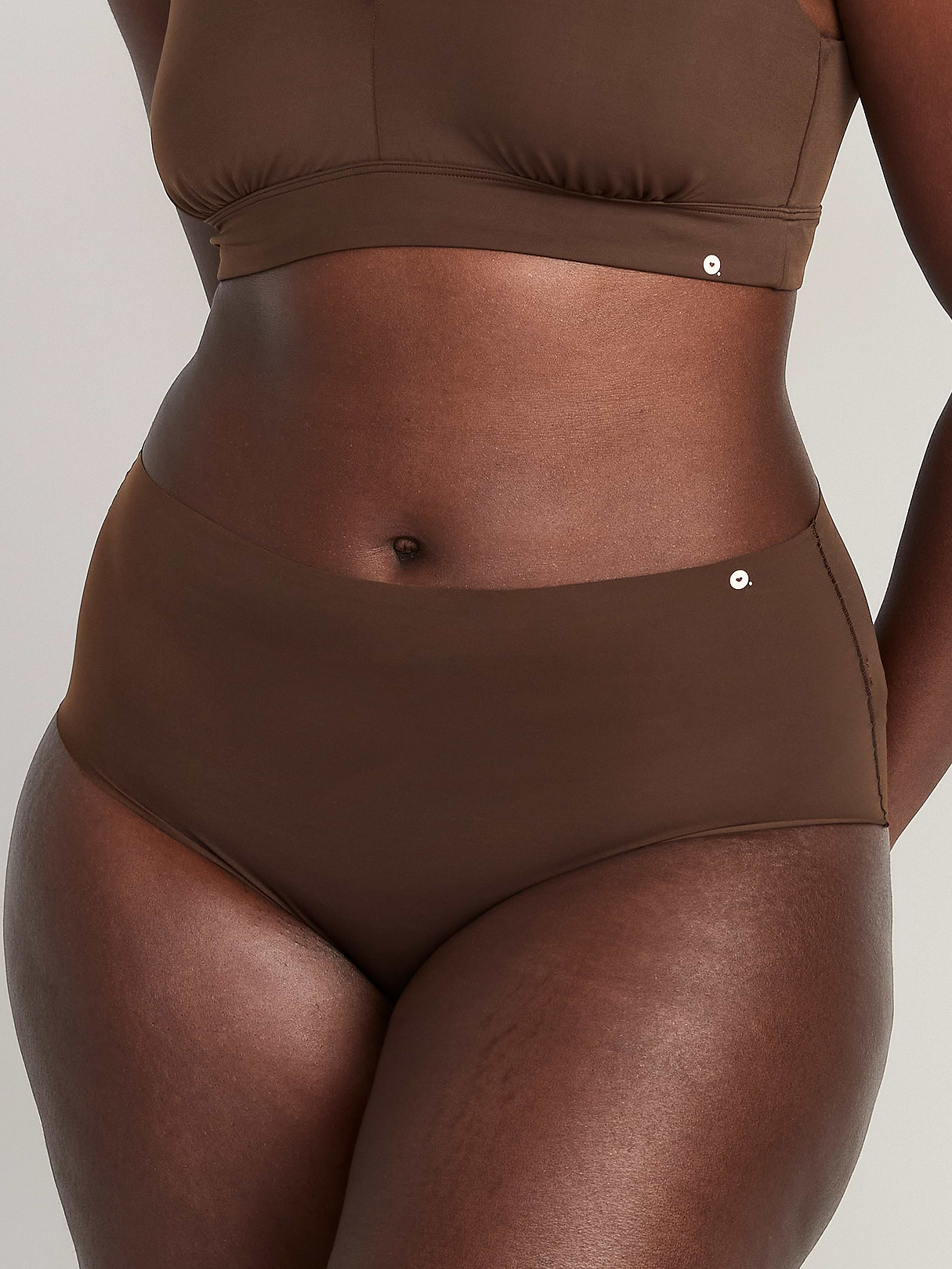 High-Waisted No-Show Brief Underwear - French Roast