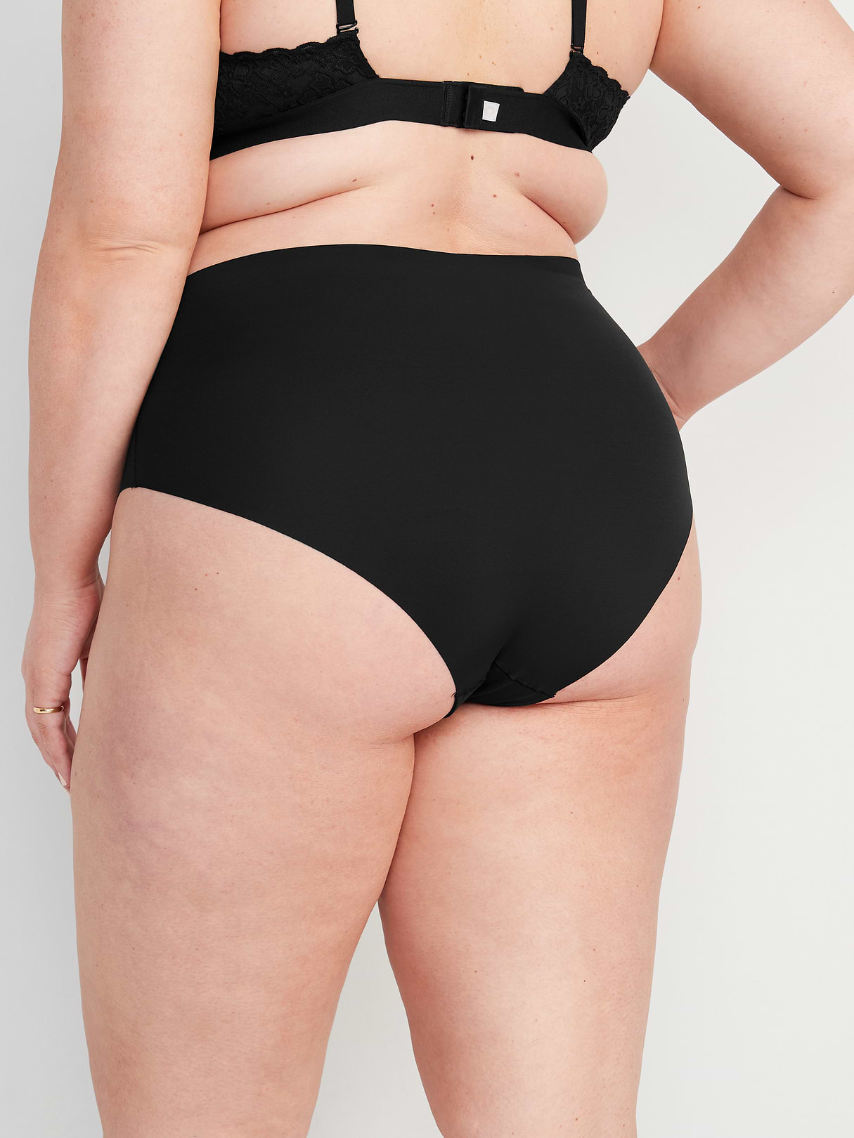 High-Waisted No-Show Brief Underwear - Black Jack