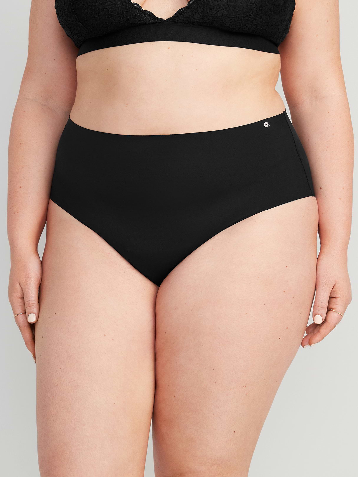 High-Waisted No-Show Brief Underwear - Black Jack