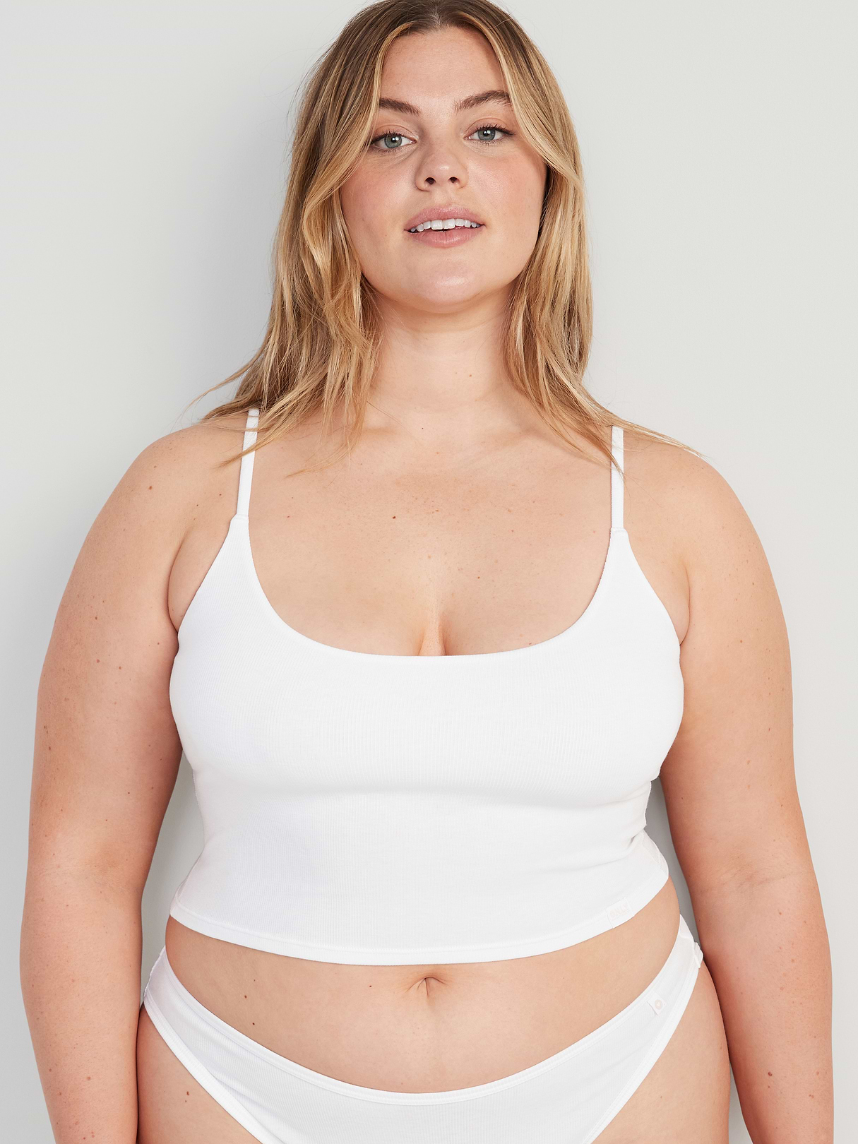 Seamless Ribbed Longline Bra - White Lilies