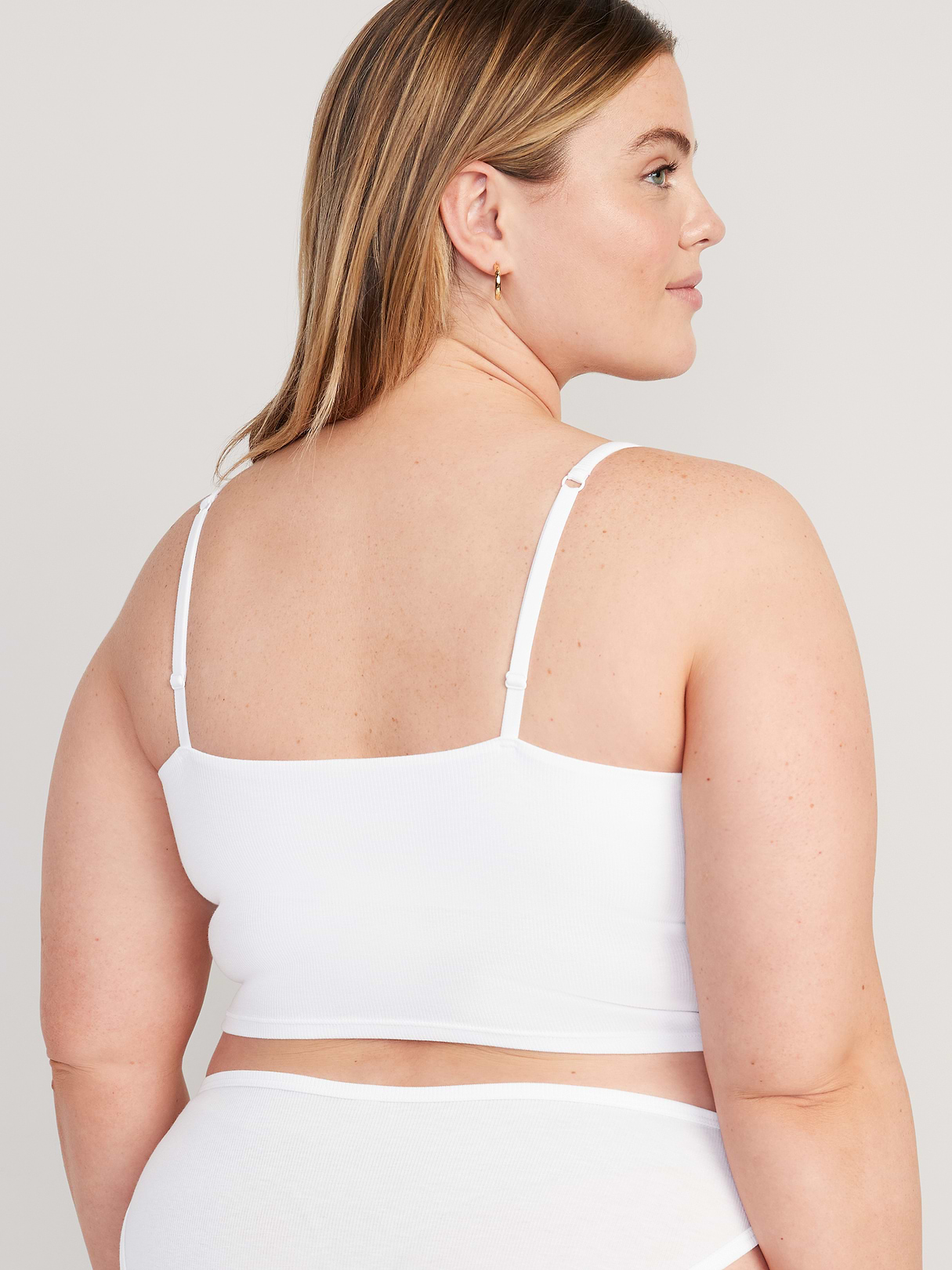 Seamless Ribbed Longline Bra - White Lilies