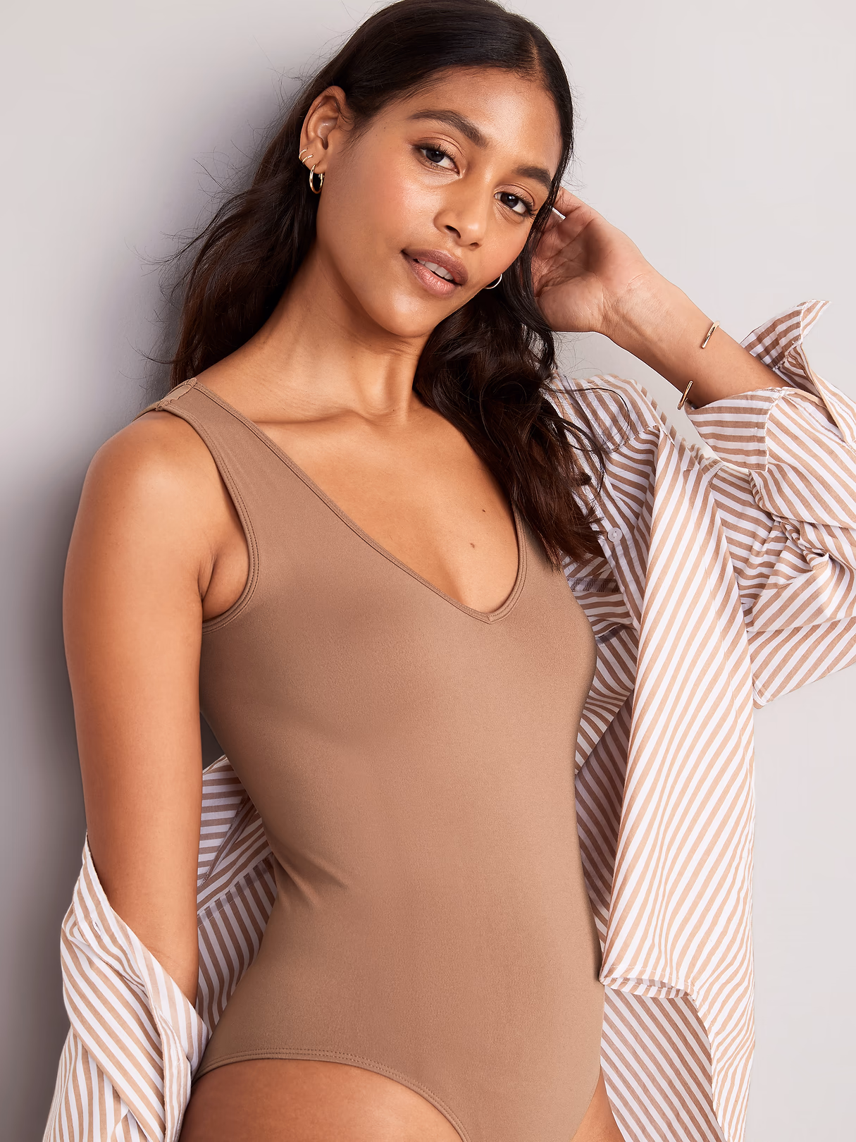 Seamless Base-Layer Tank Top Bodysuit - Cocoa Fawn