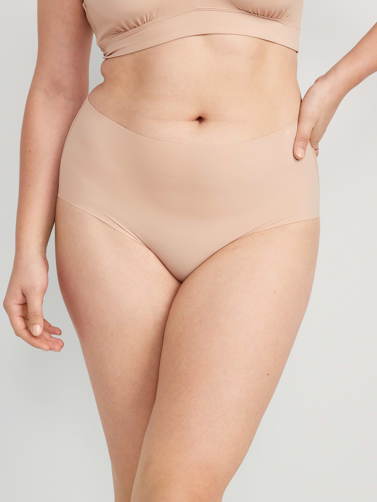 High-Waisted No-Show Brief Underwear - Frappe