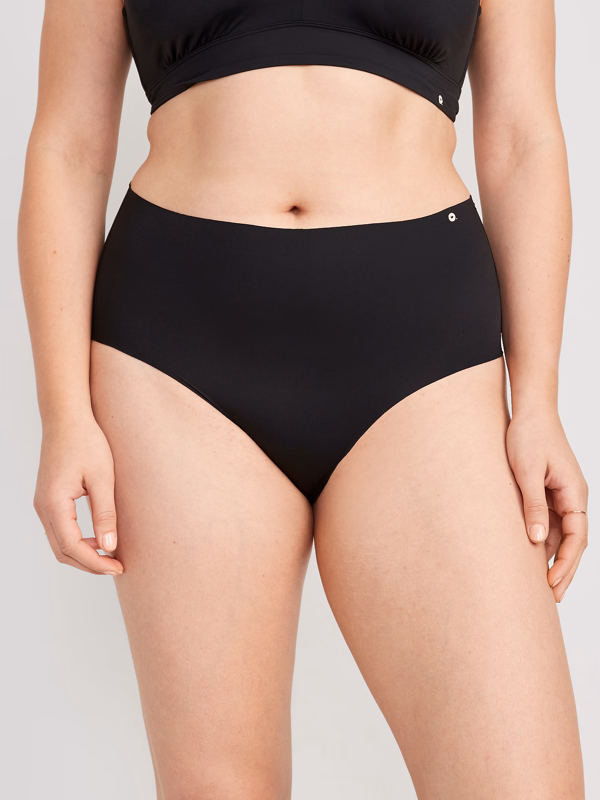 High-Waisted No-Show Brief Underwear - Black Jack