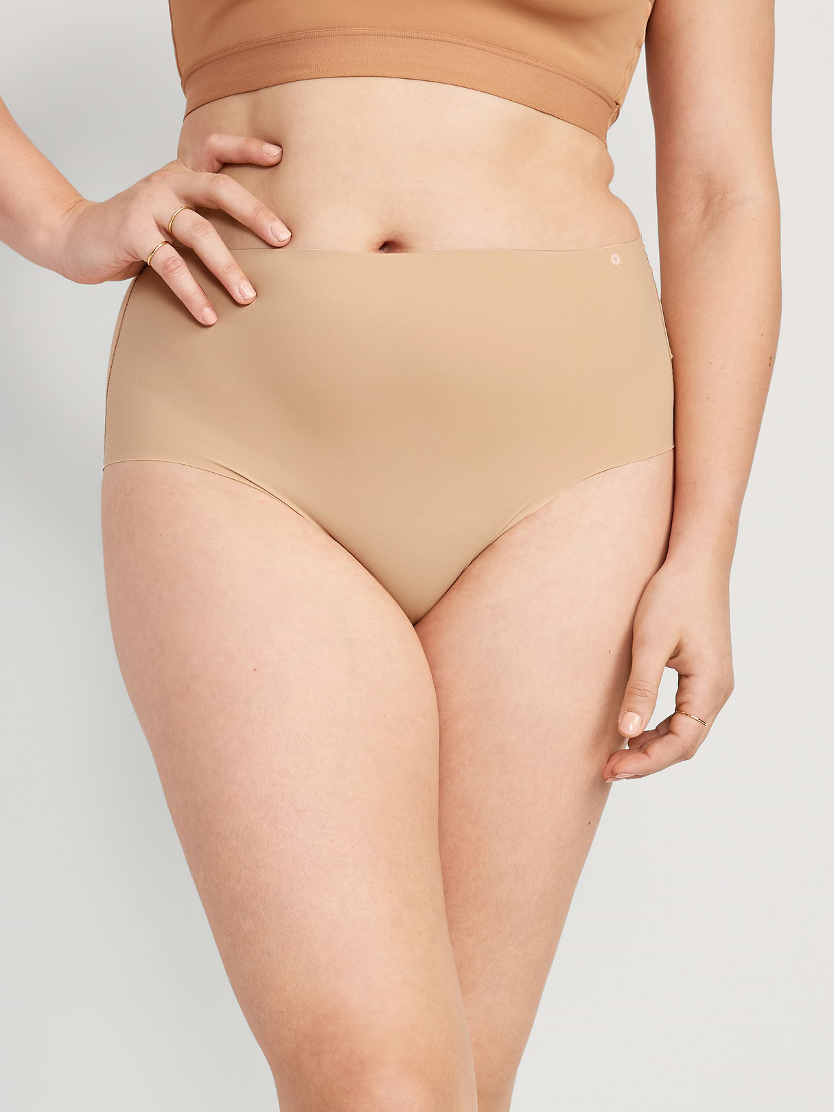High-Waisted No-Show Brief Underwear - Velvet Sand