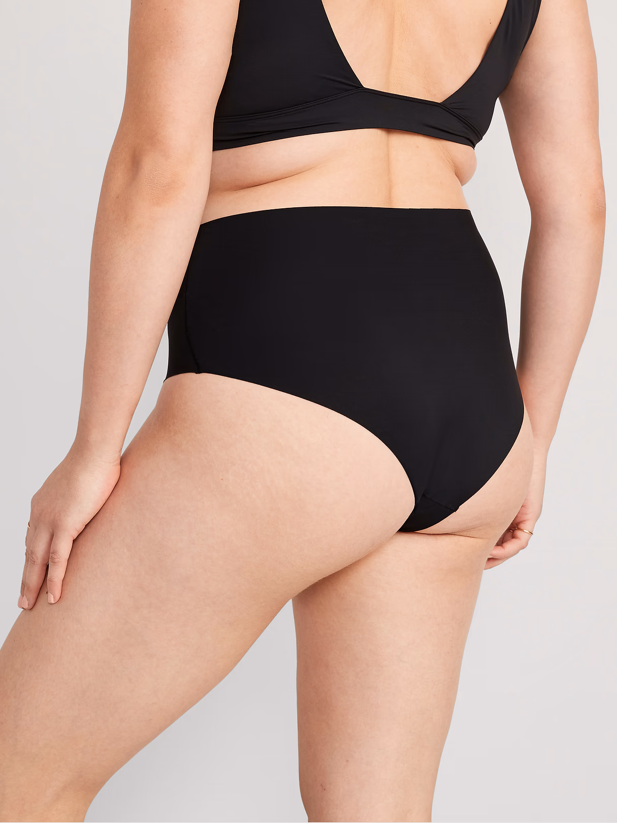 High-Waisted No-Show Brief Underwear - Black Jack