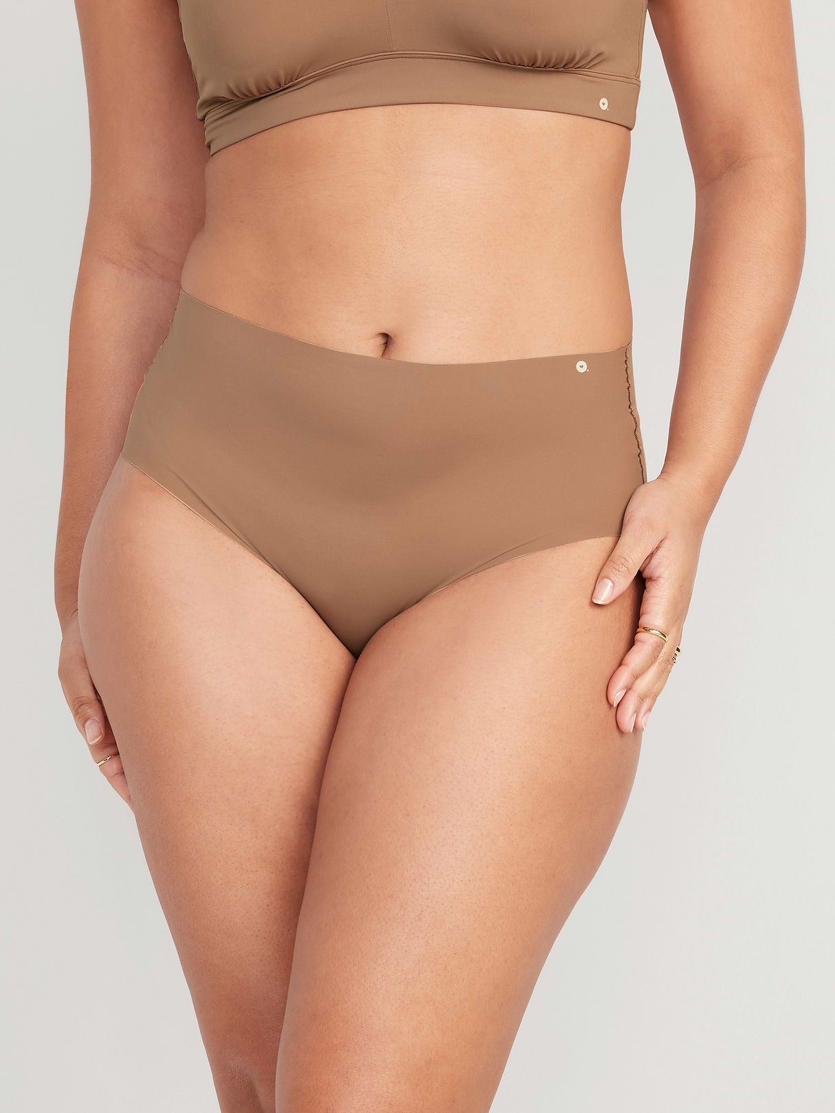 High-Waisted No-Show Brief Underwear - Cocoa Fawn