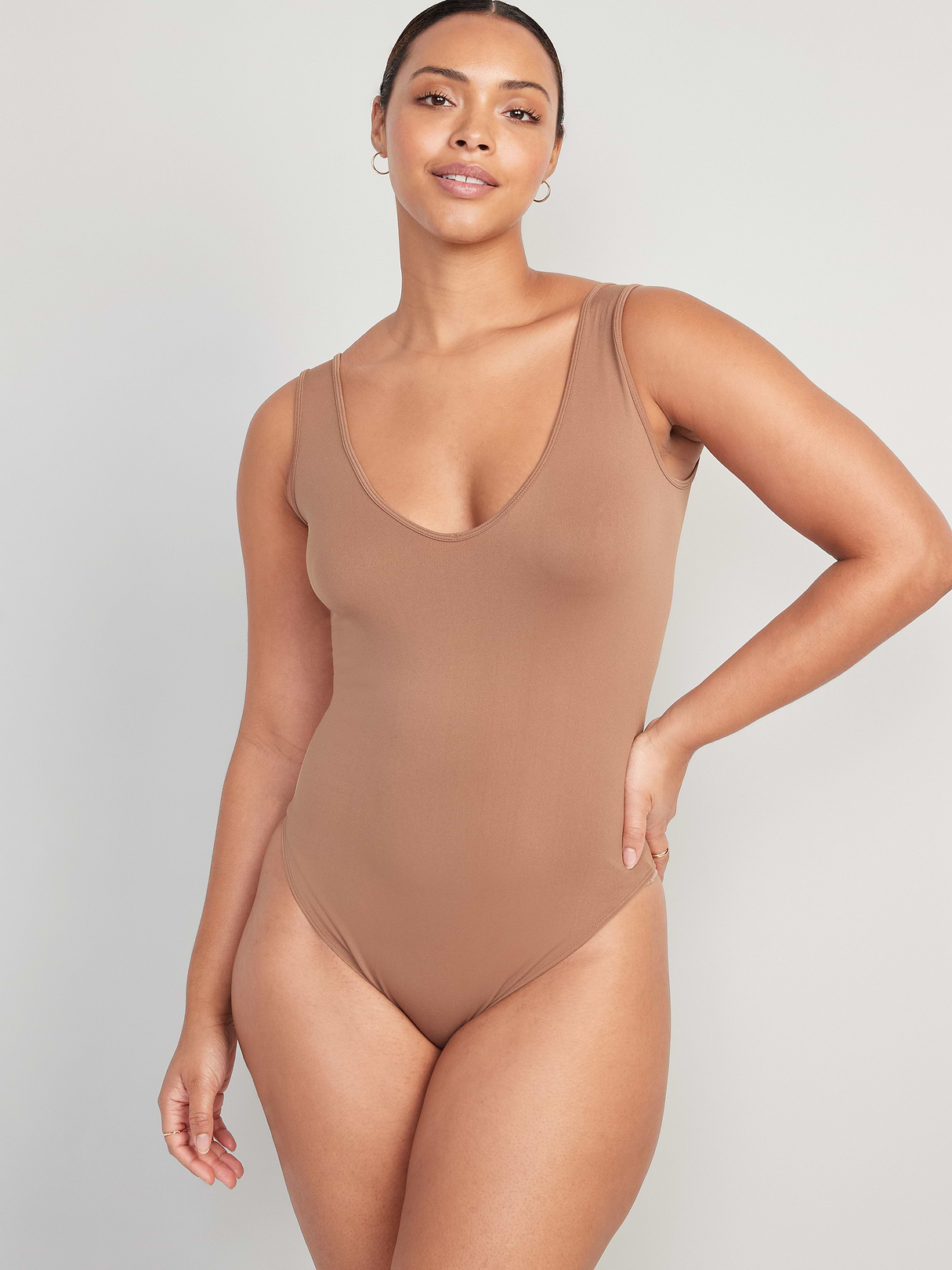 Seamless Base-Layer Tank Top Bodysuit - Cocoa Fawn