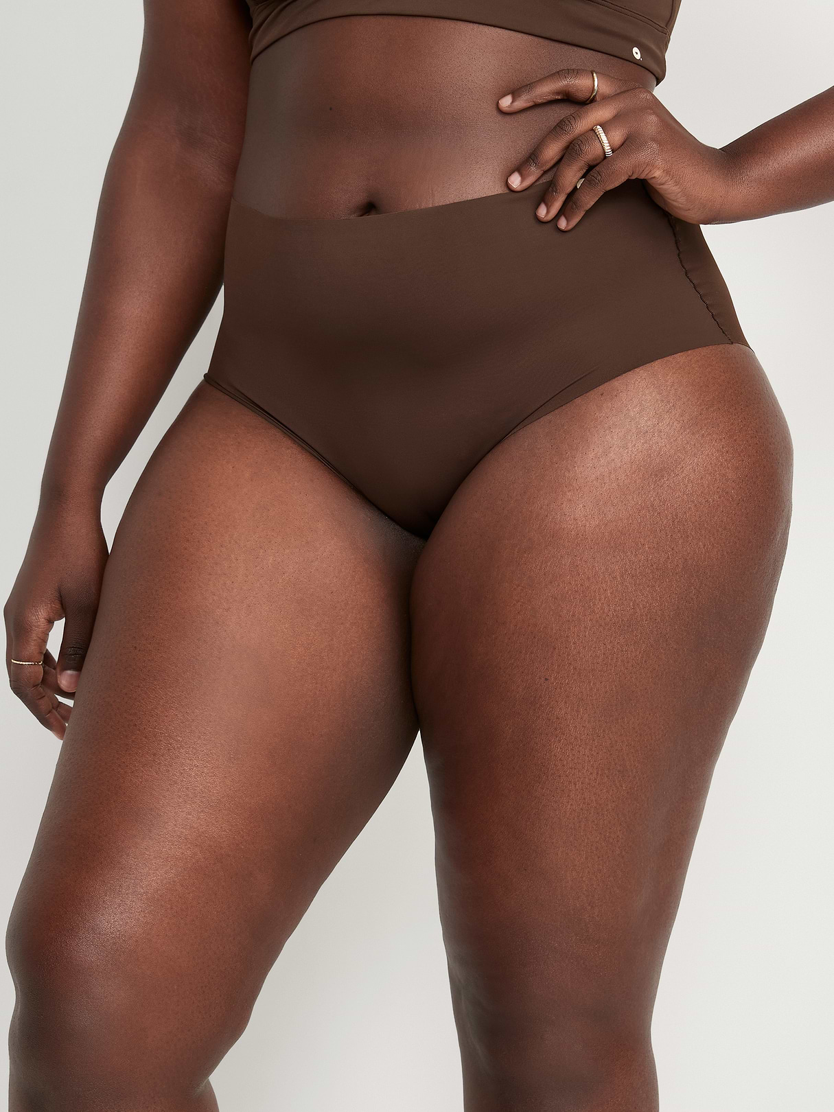 High-Waisted No-Show Brief Underwear - French Roast