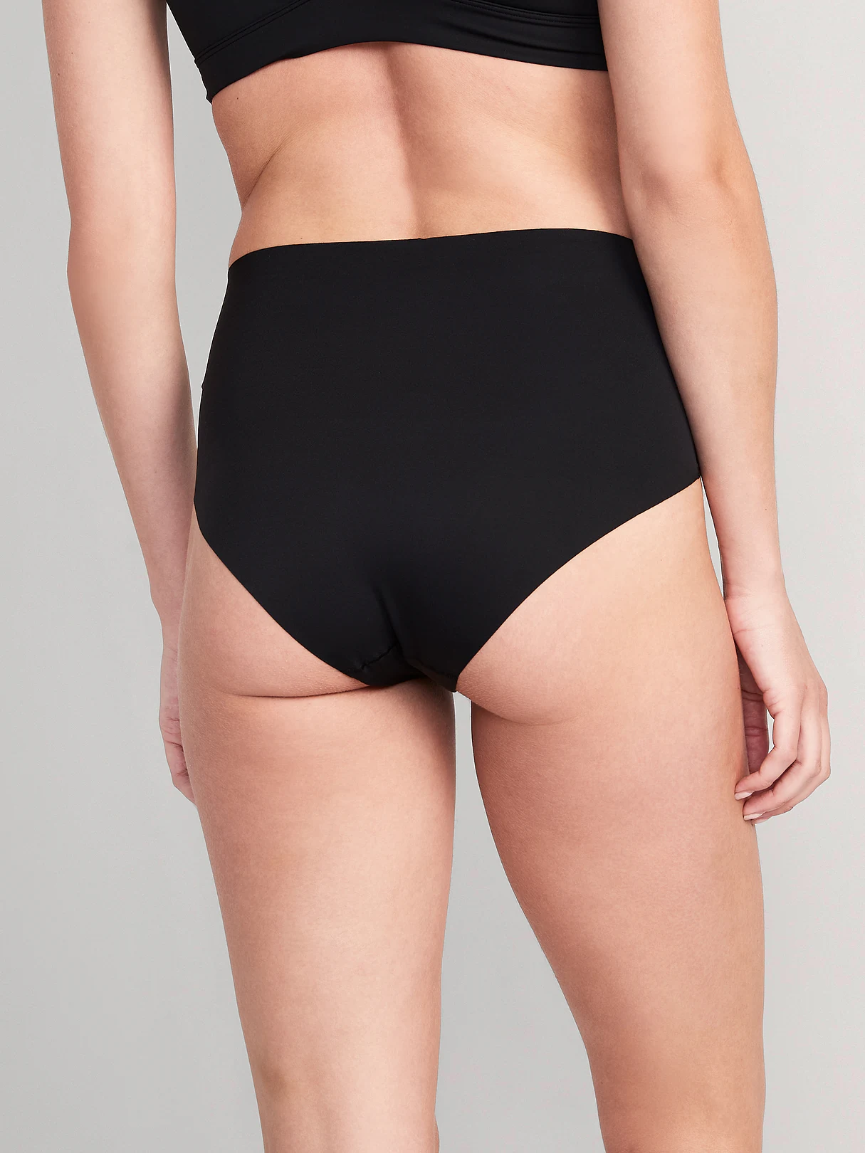 High-Waisted No-Show Brief Underwear - Black Jack