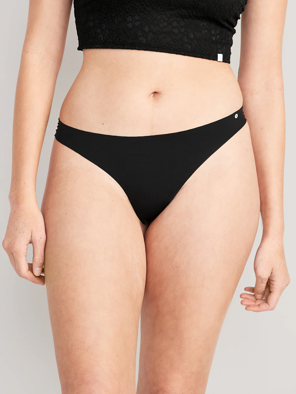 Low-Rise No-Show Thong - Black Jack