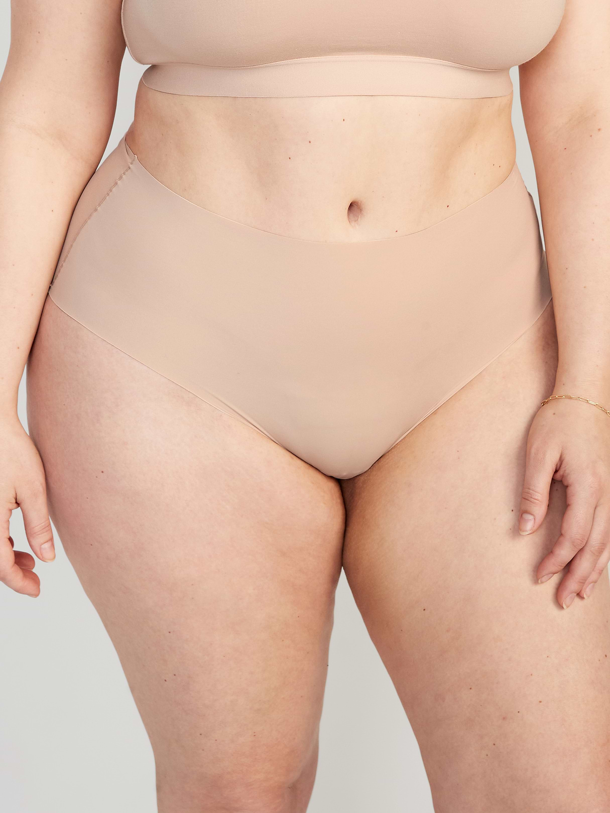 High-Waisted No-Show Brief Underwear - Frappe
