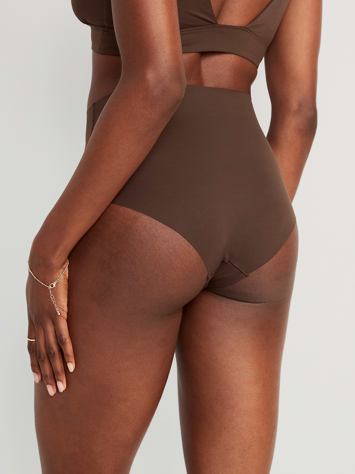 High-Waisted No-Show Brief Underwear - French Roast