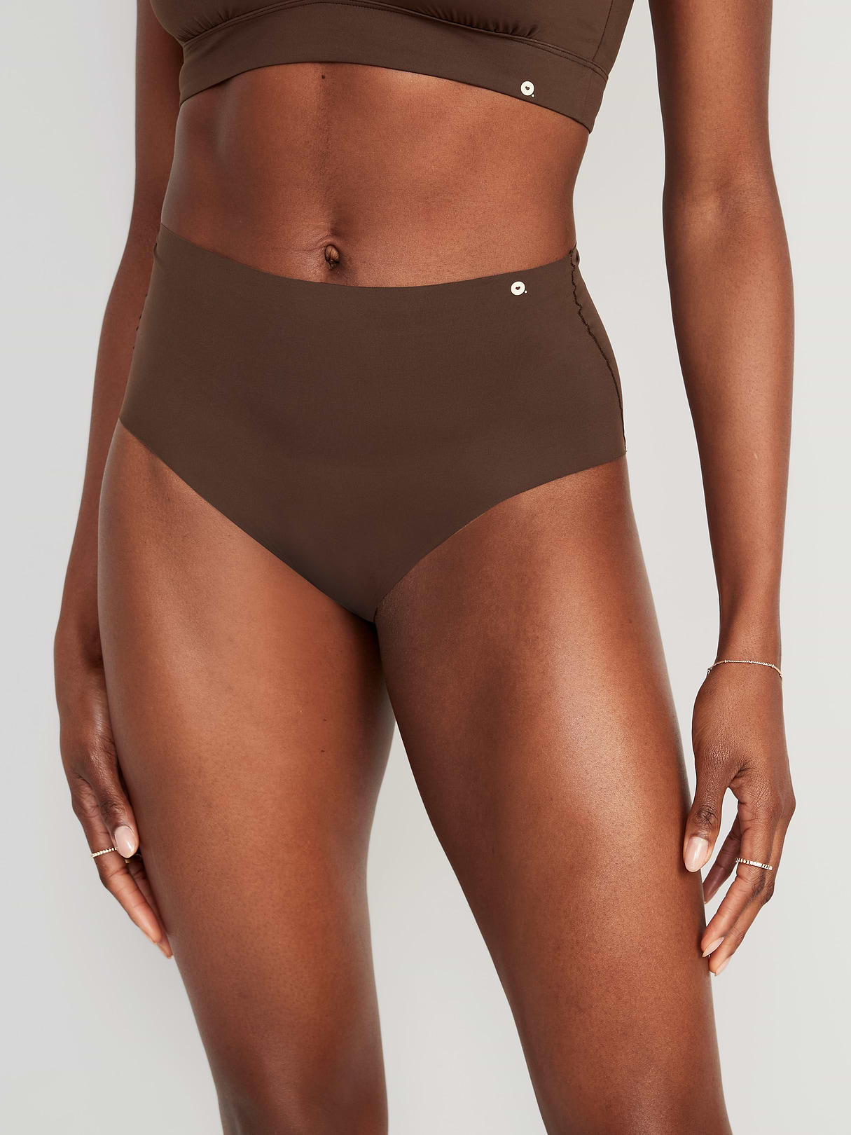 High-Waisted No-Show Brief Underwear - French Roast