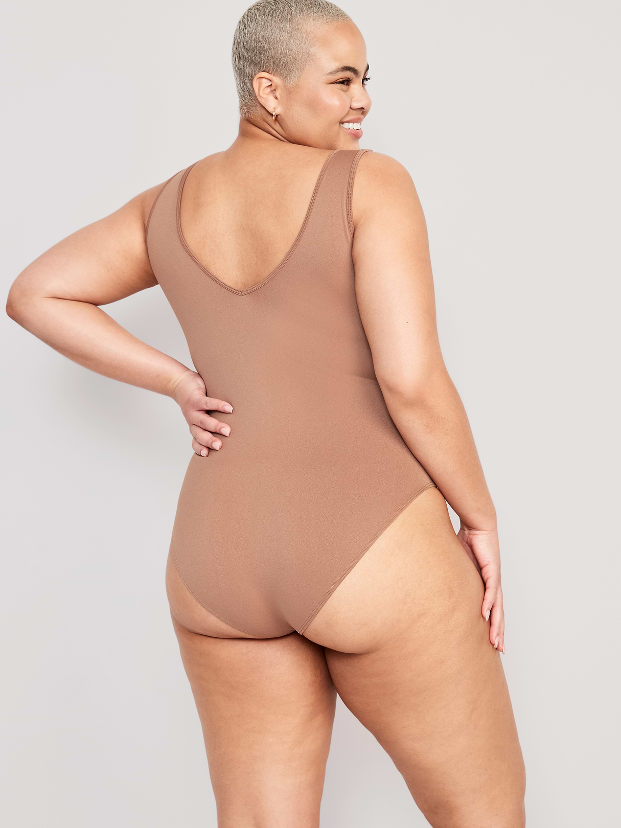Seamless Base-Layer Tank Top Bodysuit - Cocoa Fawn